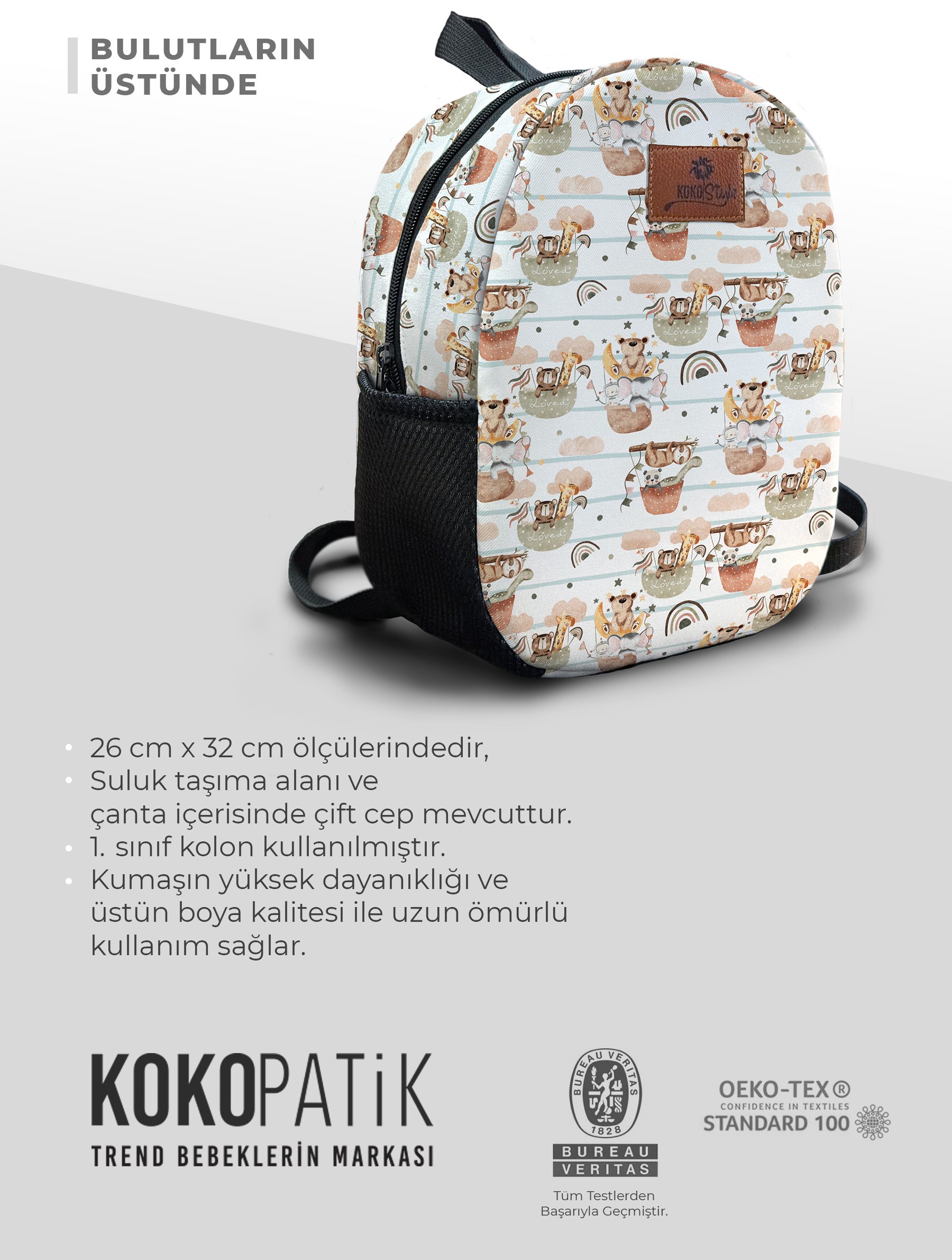Bulutların Üstünde Desen Orta Boy Kreş Çantası