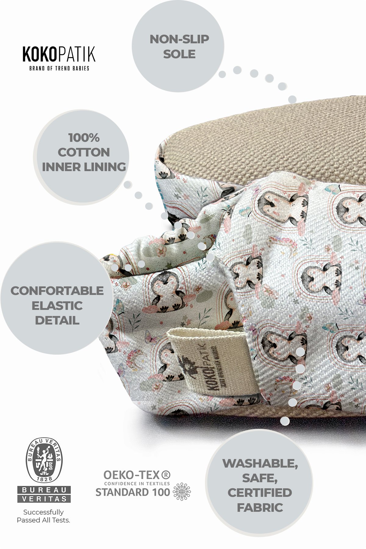 Make It Yours – Personalized Penguin Dream Booties for Babies | Non-Slip, Cotton, Home & Nursery Use