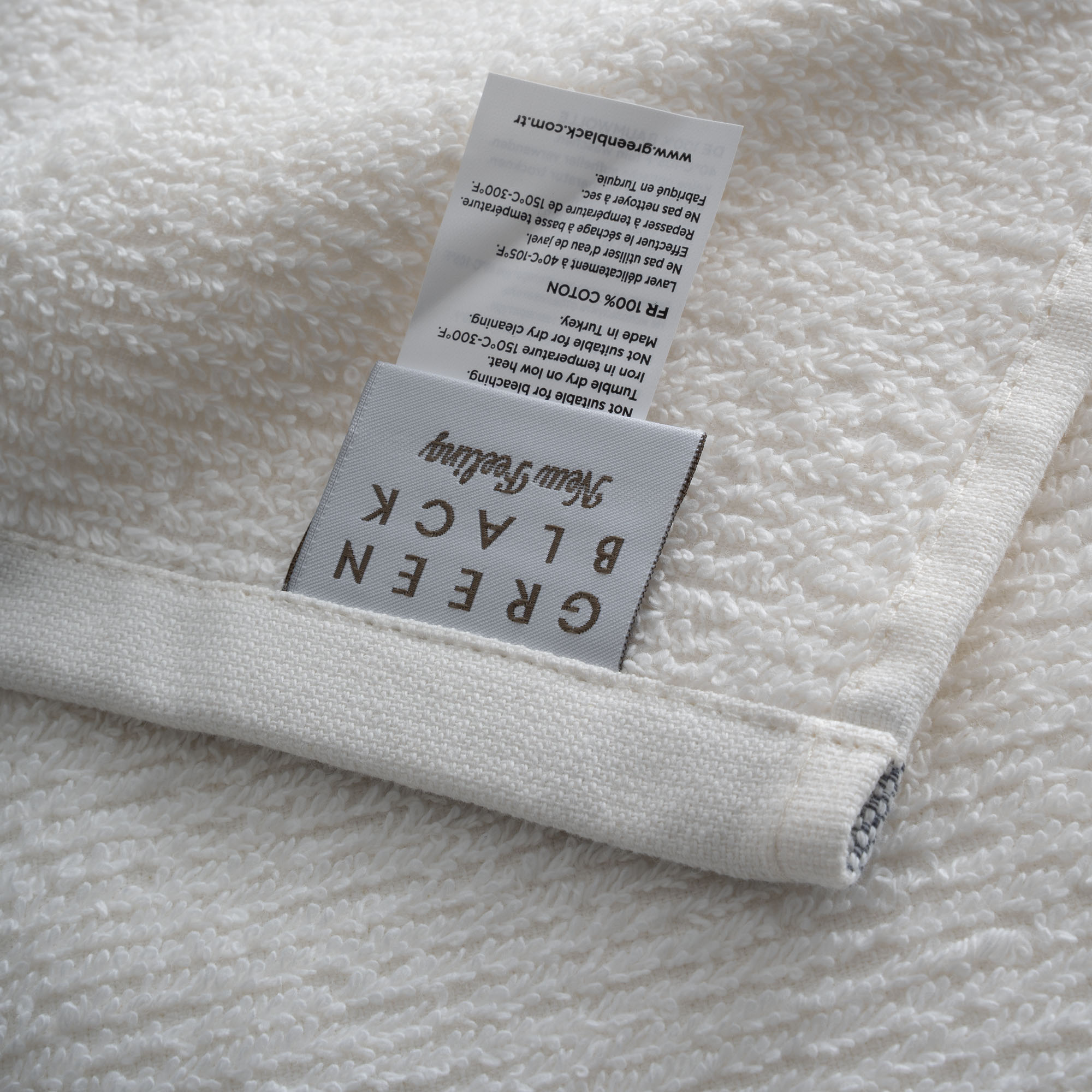 Tria Banyo Havlusu Jakarlı Krem-Lacivert