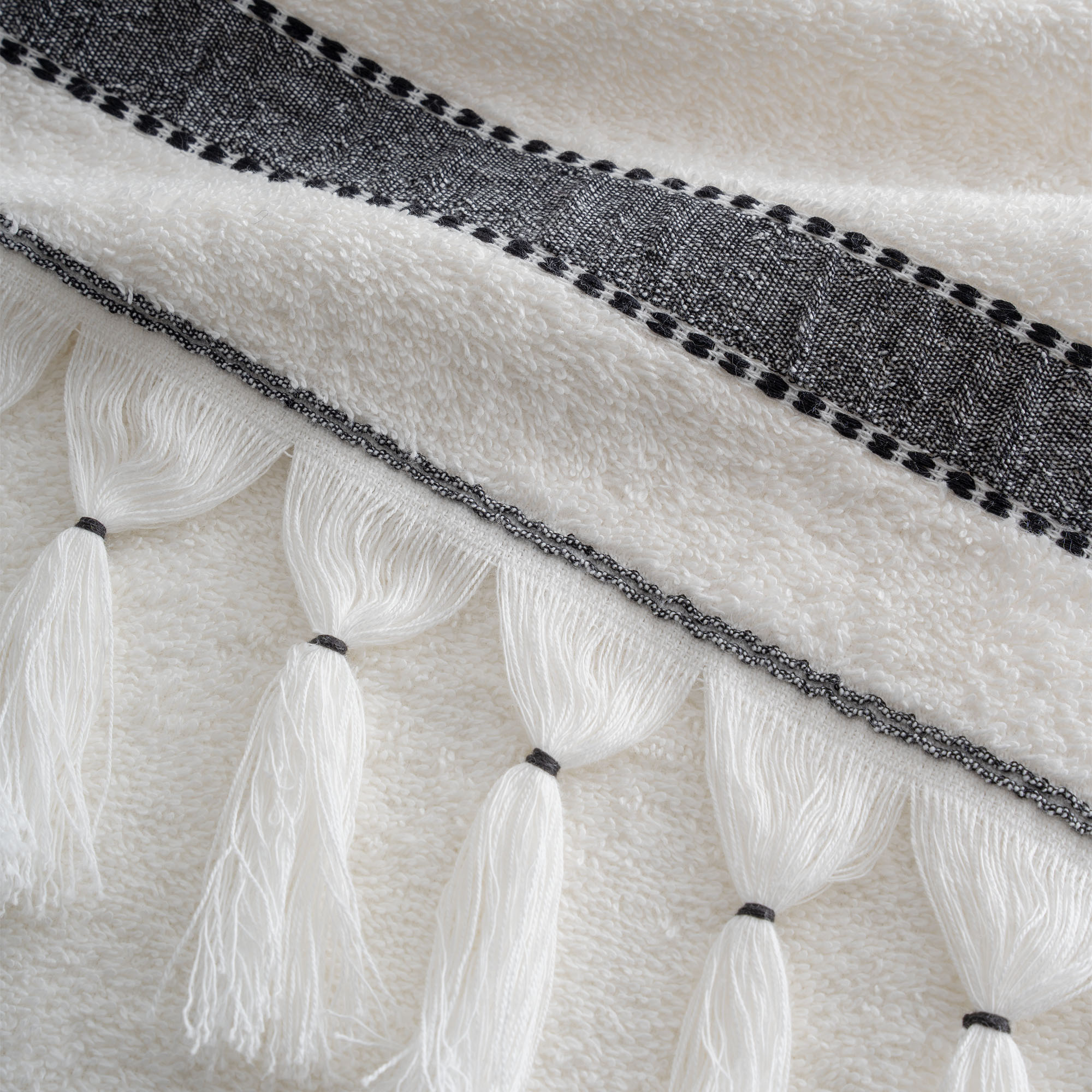 Galya Yüz Havlusu Organik Pamuk Kapok Bordürlü Krem-Siyah