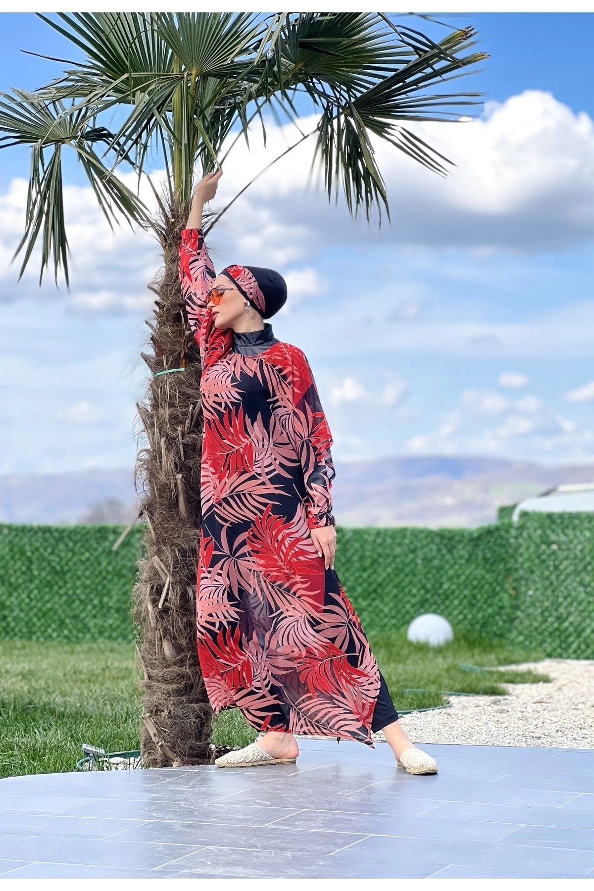 Camelya Tesettür Mayo Üzerine Desenli