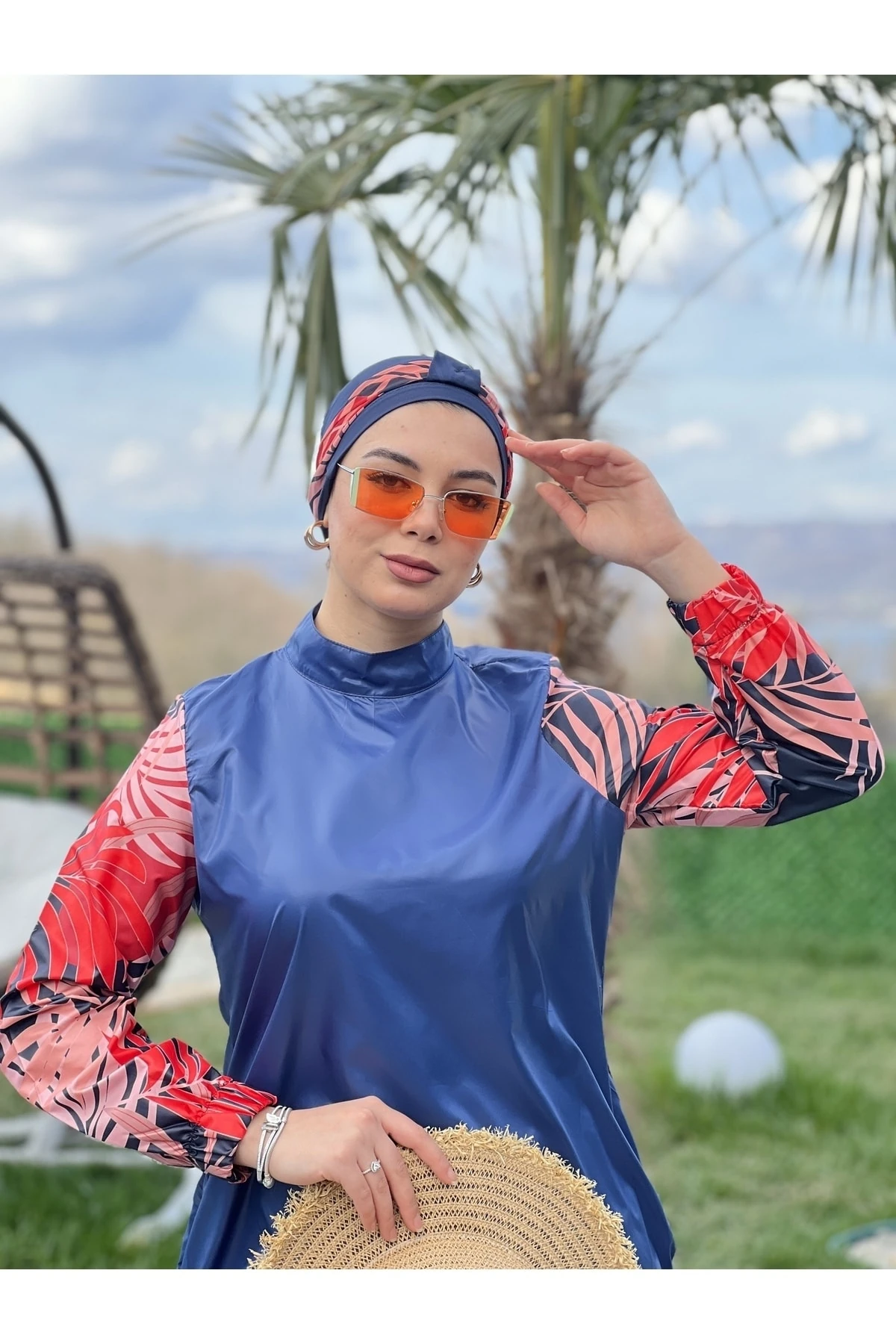 Camelya Tesettür Mayo Üzerine Desenli