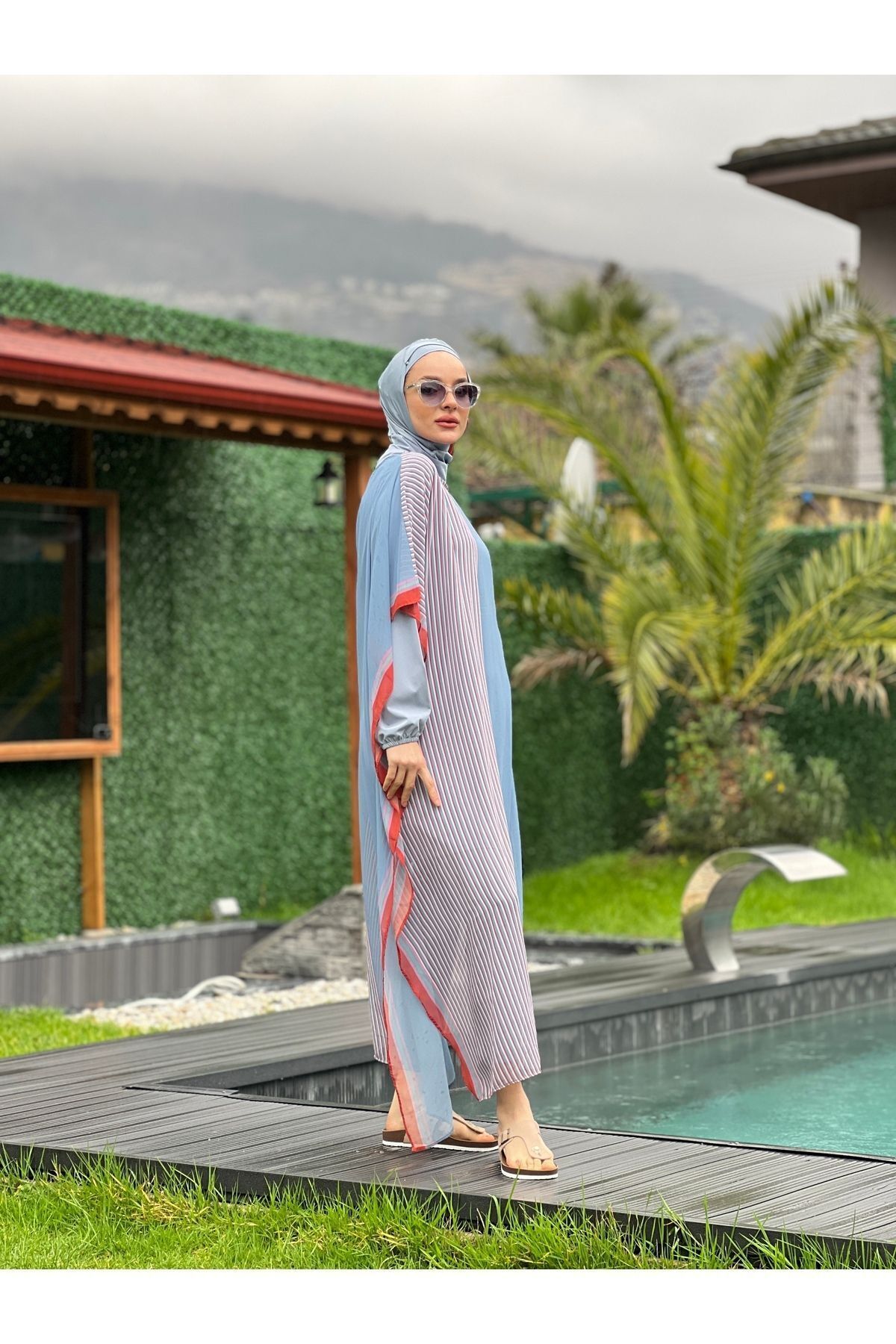 Camelya Tesettür Mayo 5 Parça Üzeri Desenli 10361