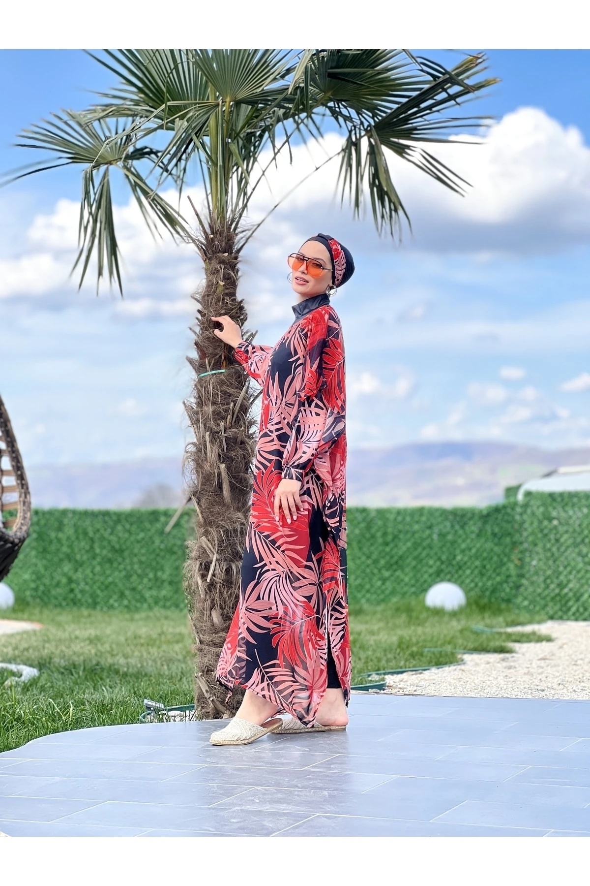 Camelya Tesettür Mayo Üzerine Desenli