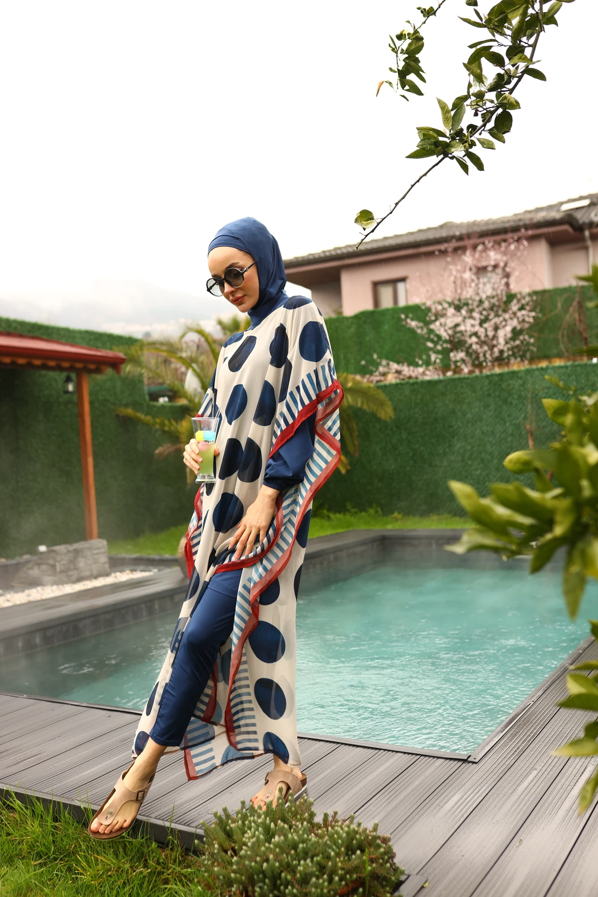 .camelya Tesettür Mayo Üzeri Desenli Beşparça 10359