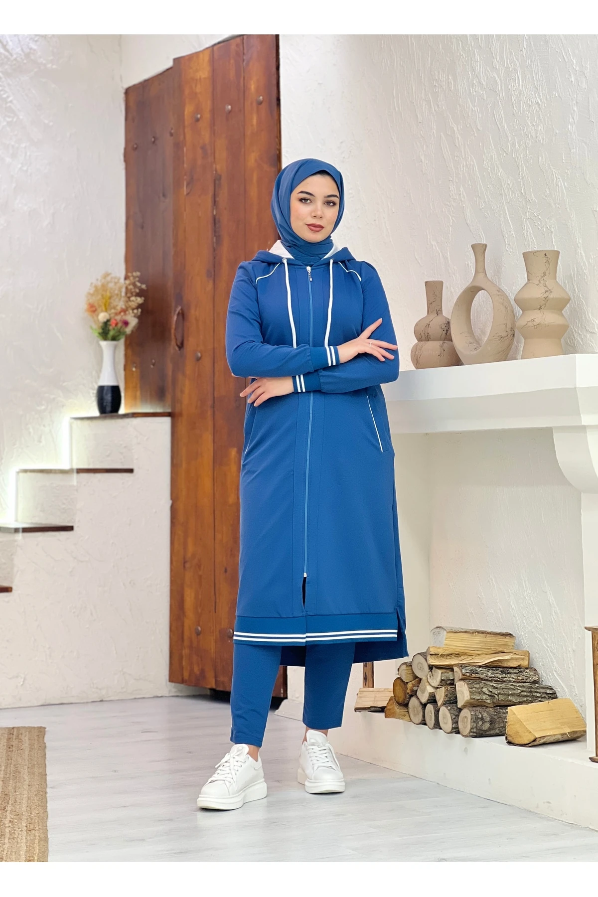 Kadın Siyah Tesettür Mevsimlik Eşofman Takımı 6149-001