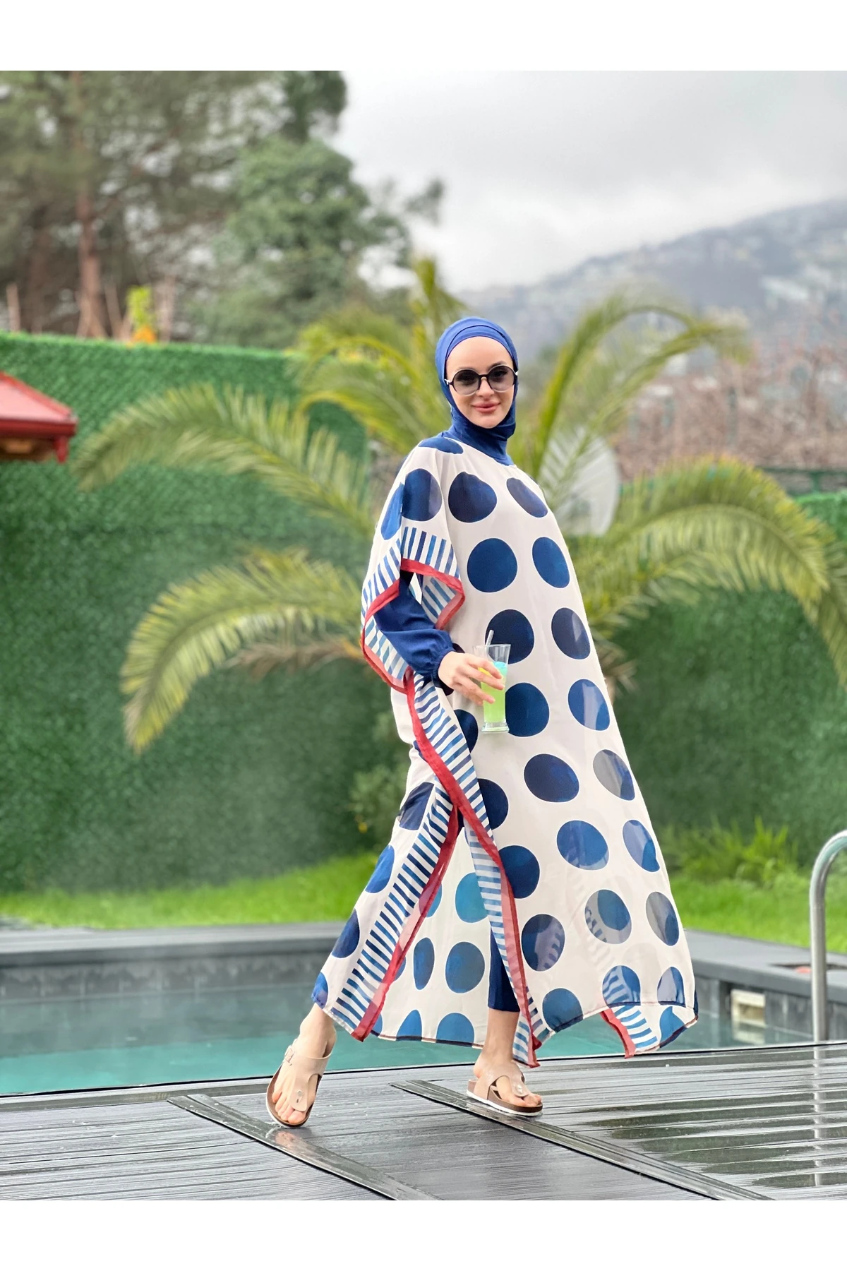 .camelya Tesettür Mayo Üzeri Desenli Beşparça 10359