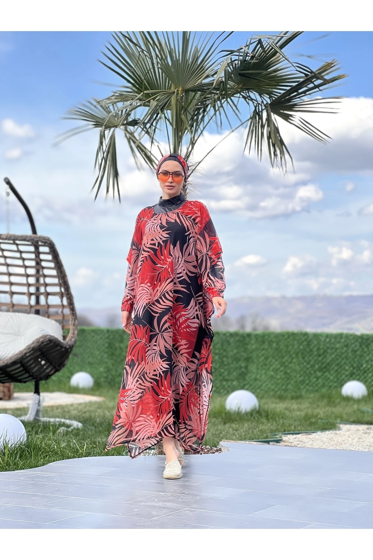 Camelya Tesettür Mayo Üzerine Desenli