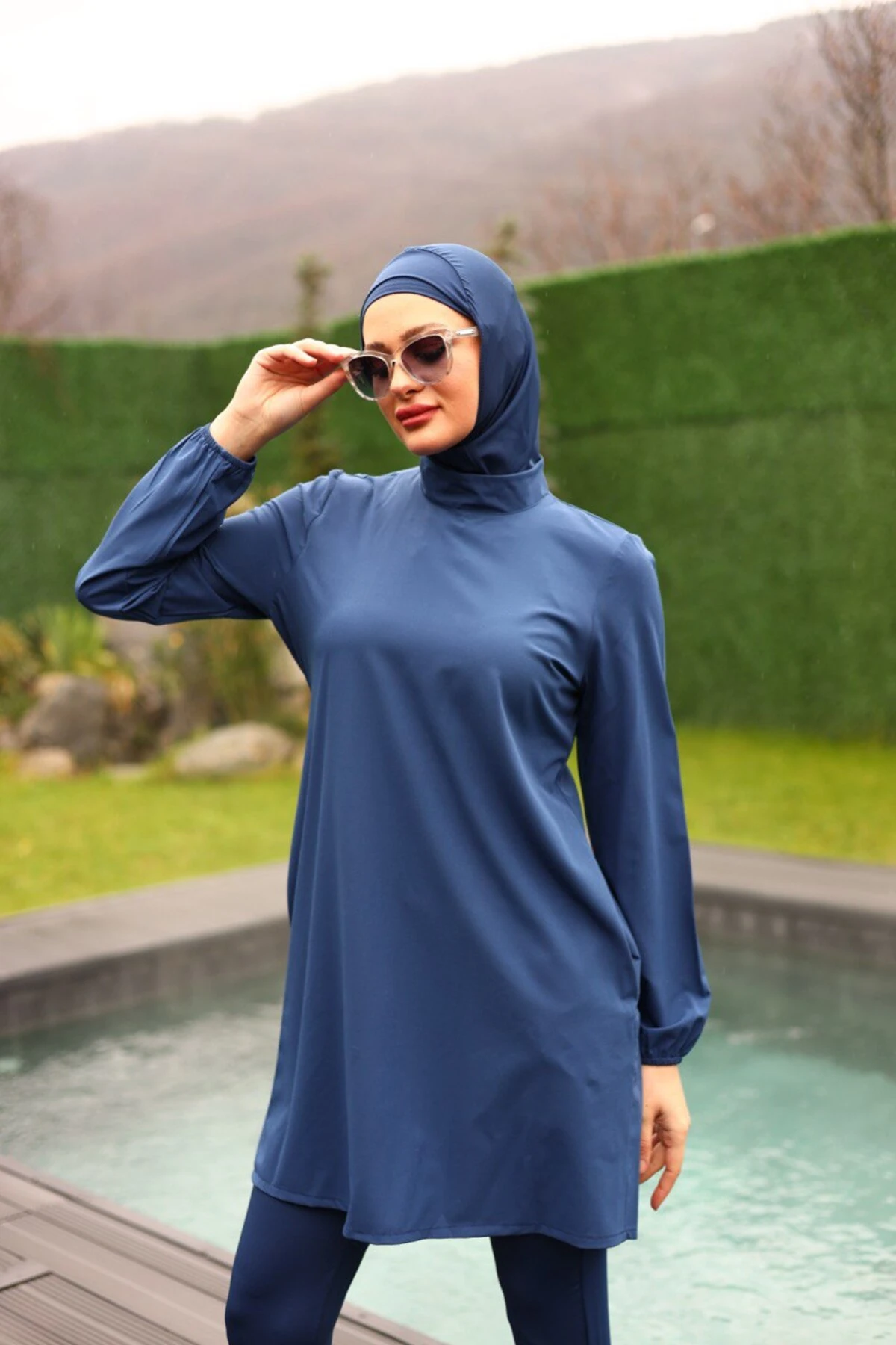 .camelya Tesettür Mayo Üzeri Desenli Beşparça 10359