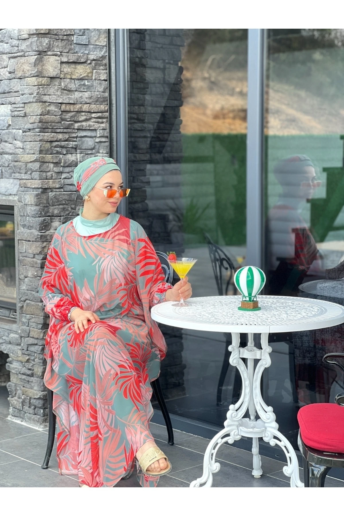 .camelya Tesettür Mayo 5 Parça Üzerine Desenli