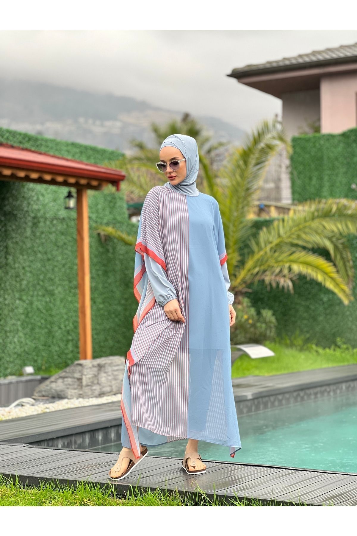 Camelya Tesettür Mayo 5 Parça Üzeri Desenli 10361