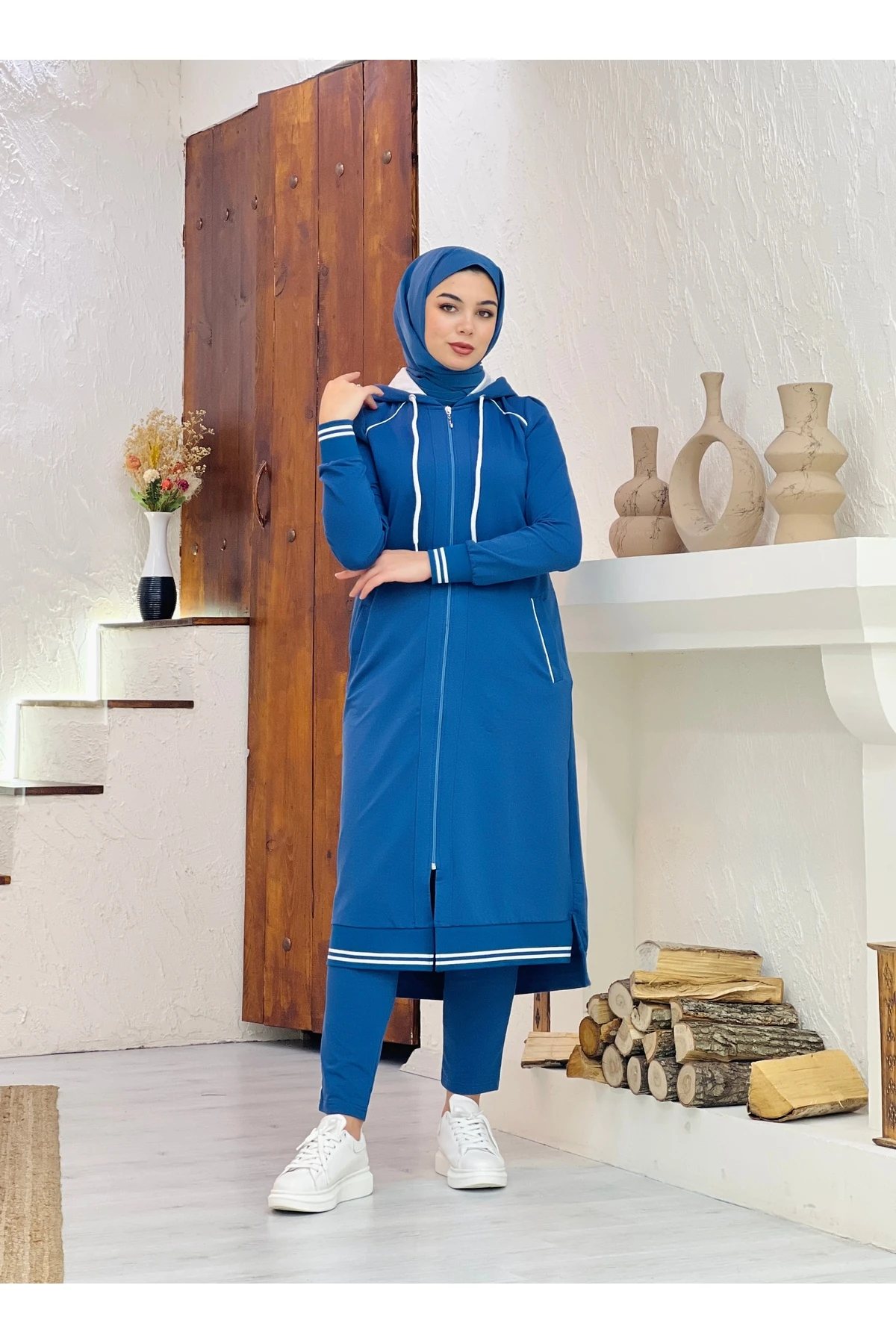 Kadın Siyah Tesettür Mevsimlik Eşofman Takımı 6149-001