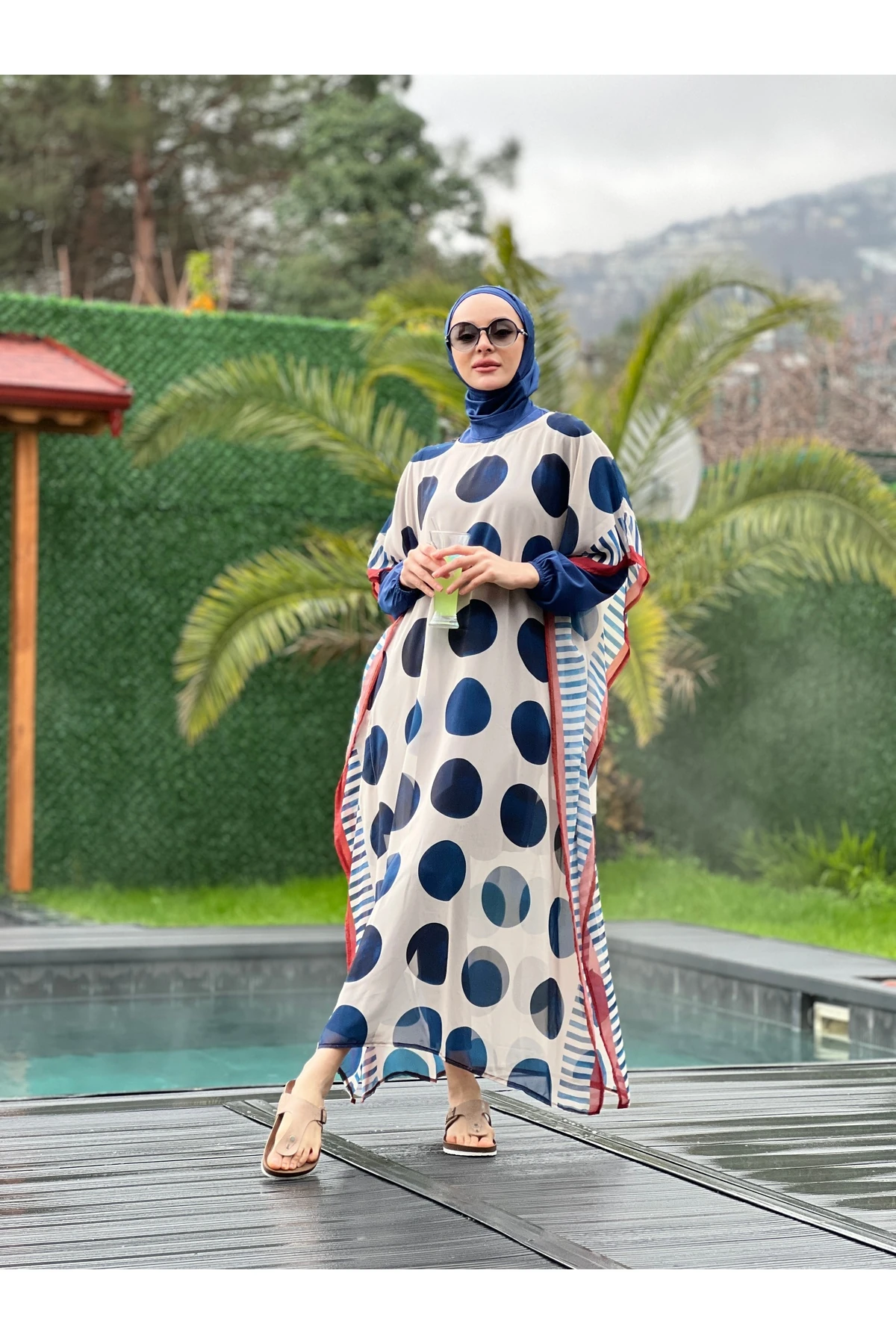 .camelya Tesettür Mayo Üzeri Desenli Beşparça 10359