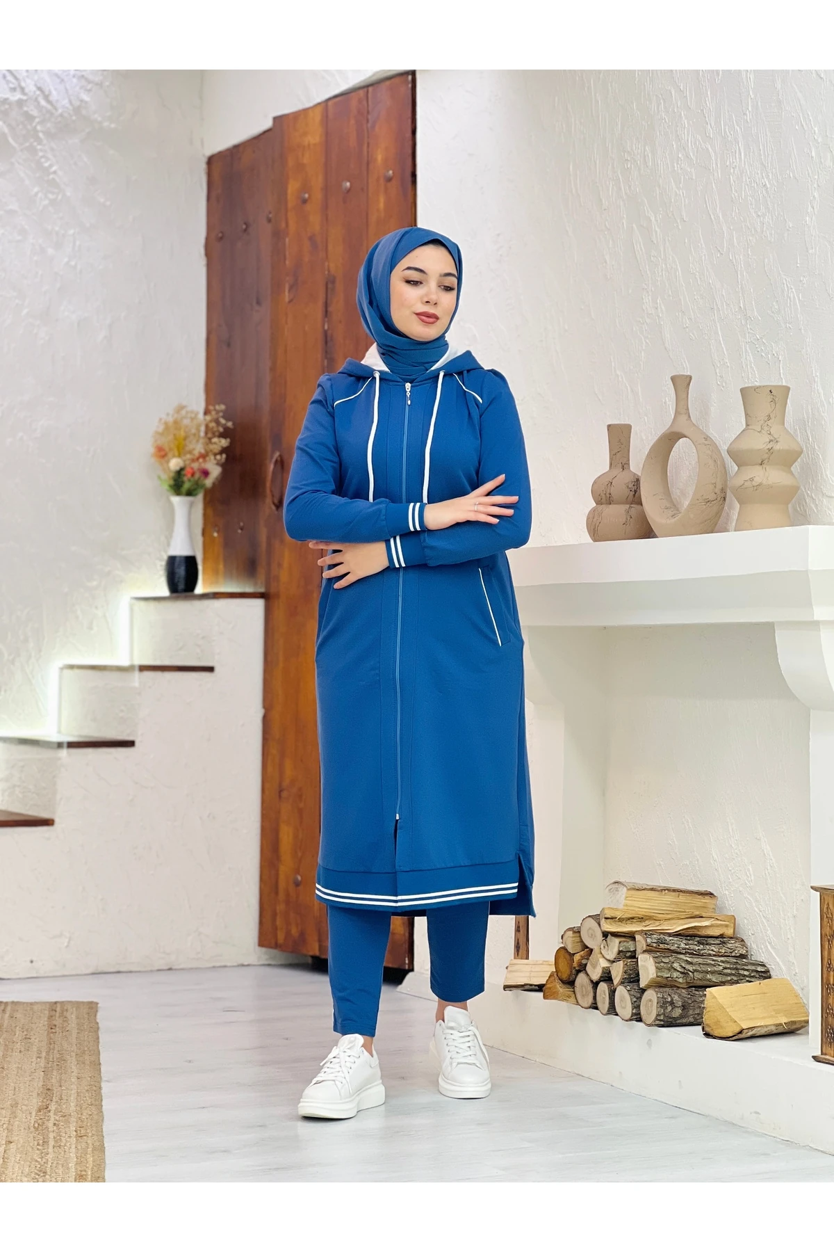 Kadın Siyah Tesettür Mevsimlik Eşofman Takımı 6149-001