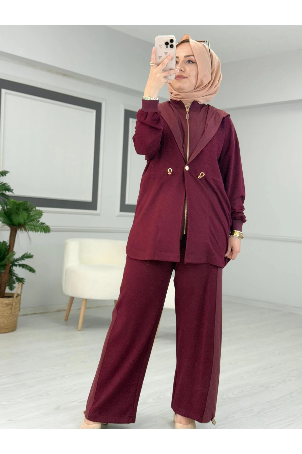 Camelya PARAŞÜT KUMAŞ GARNİLİ BAMBIRLI İKİLİ TAKIM 10705