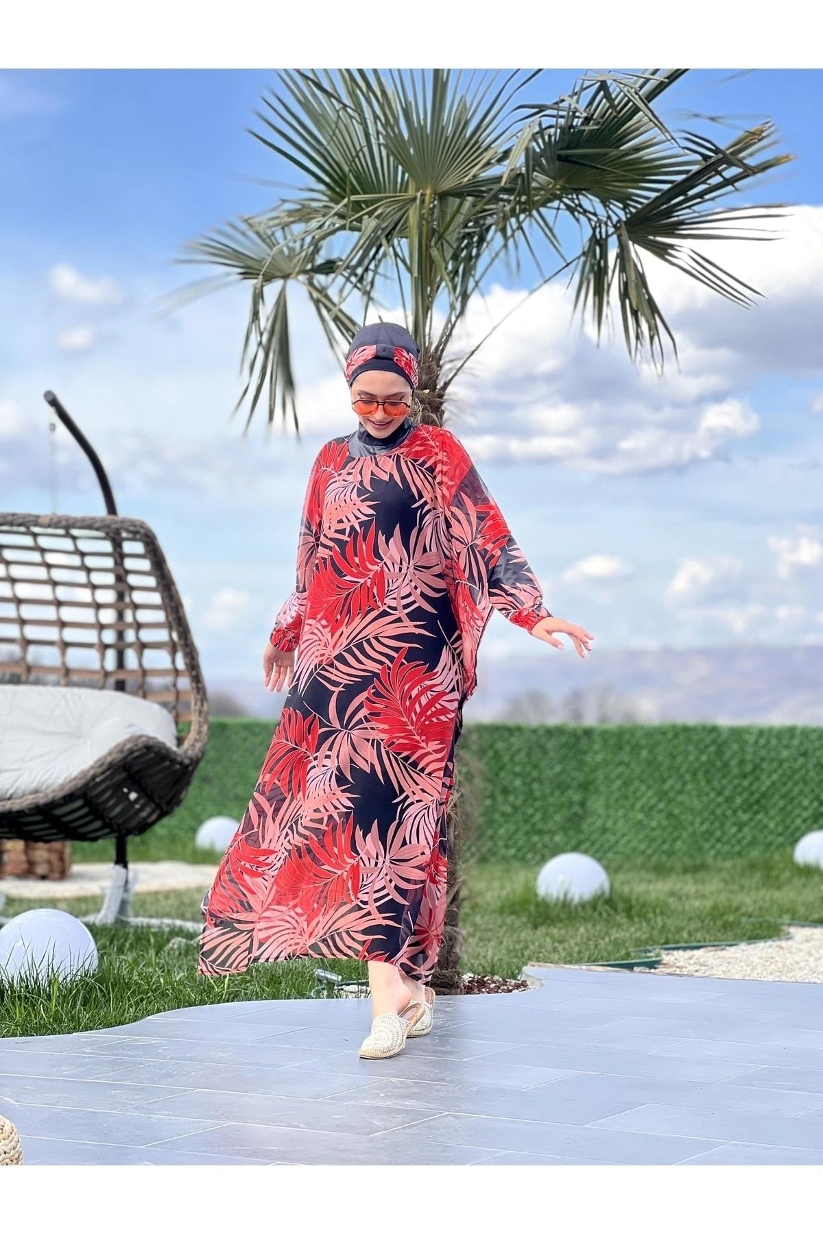 Camelya Tesettür Mayo Üzerine Desenli