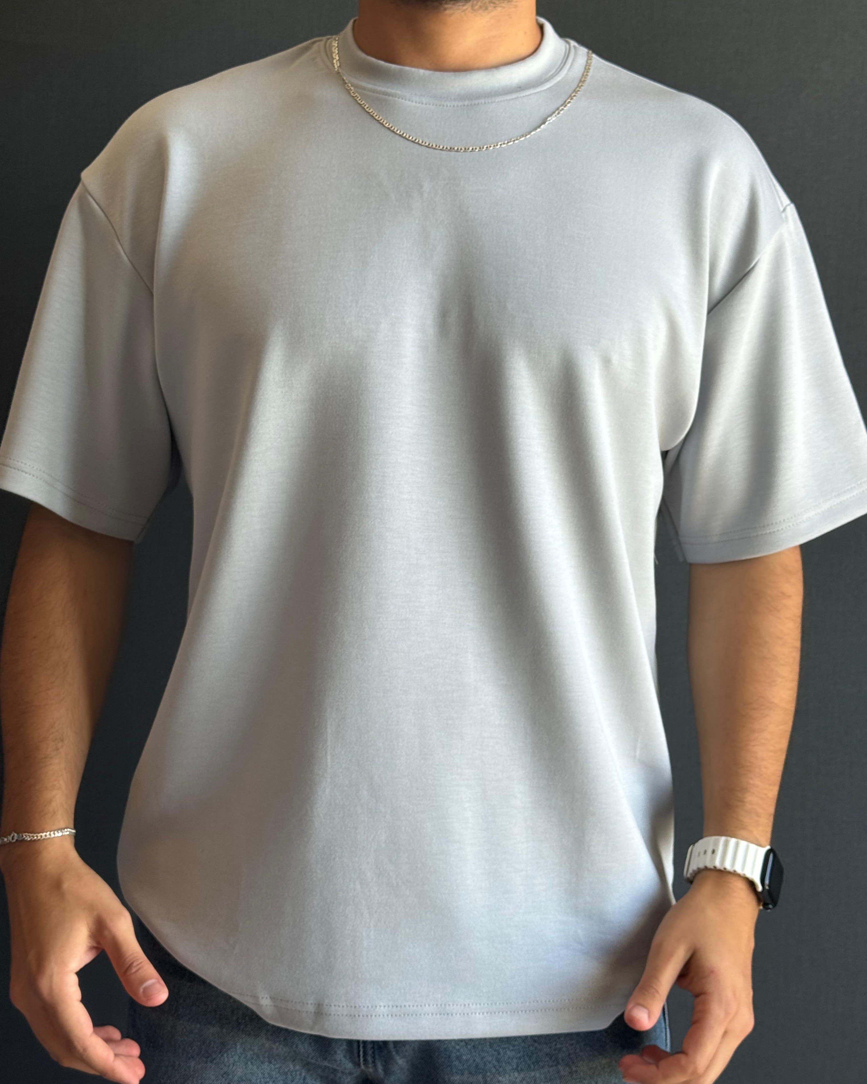 Bisiklet Yaka Oysho Kumaş T-Shirt Gri