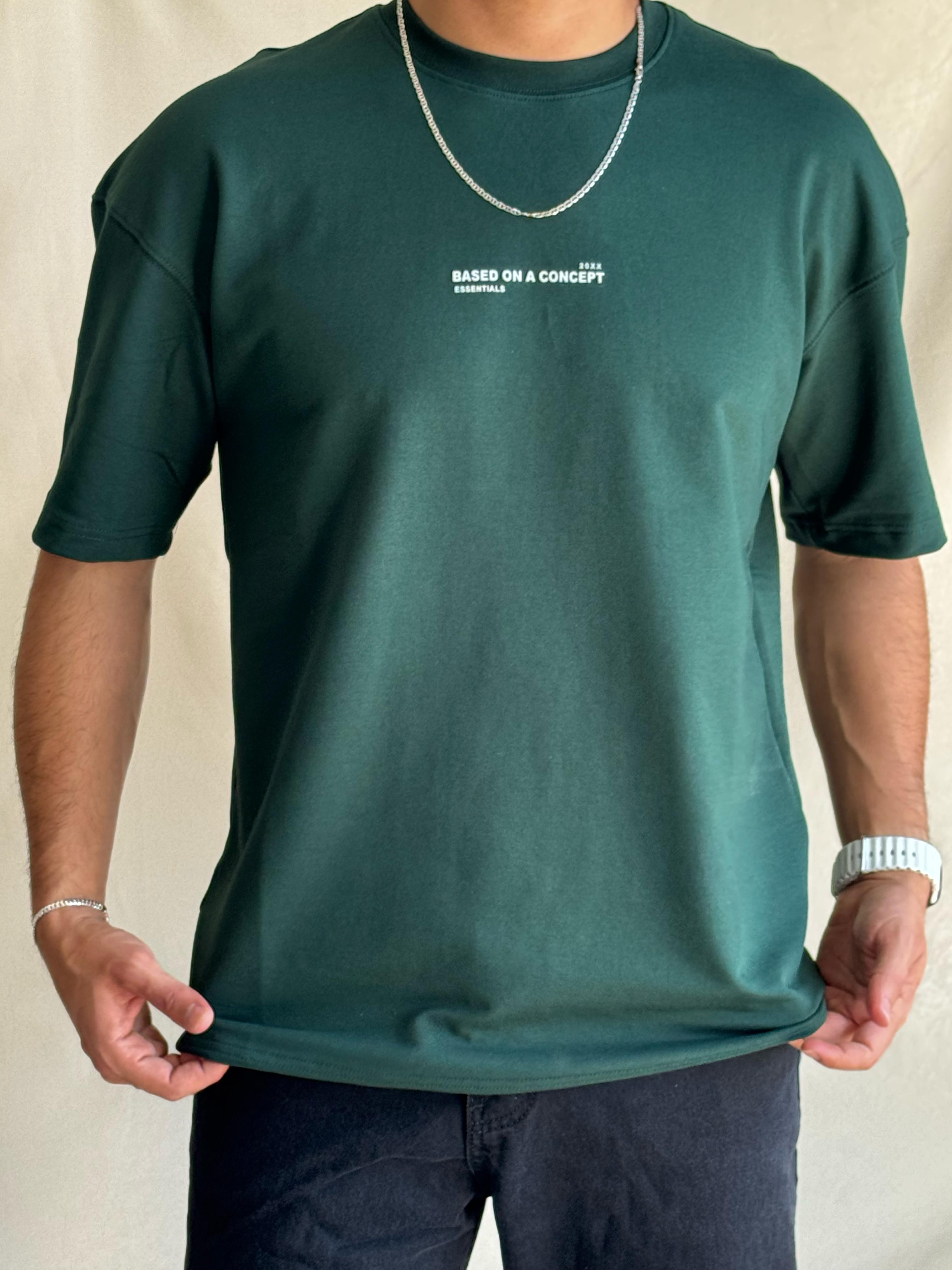 Bisiklet Yaka Yeşil T-Shirt