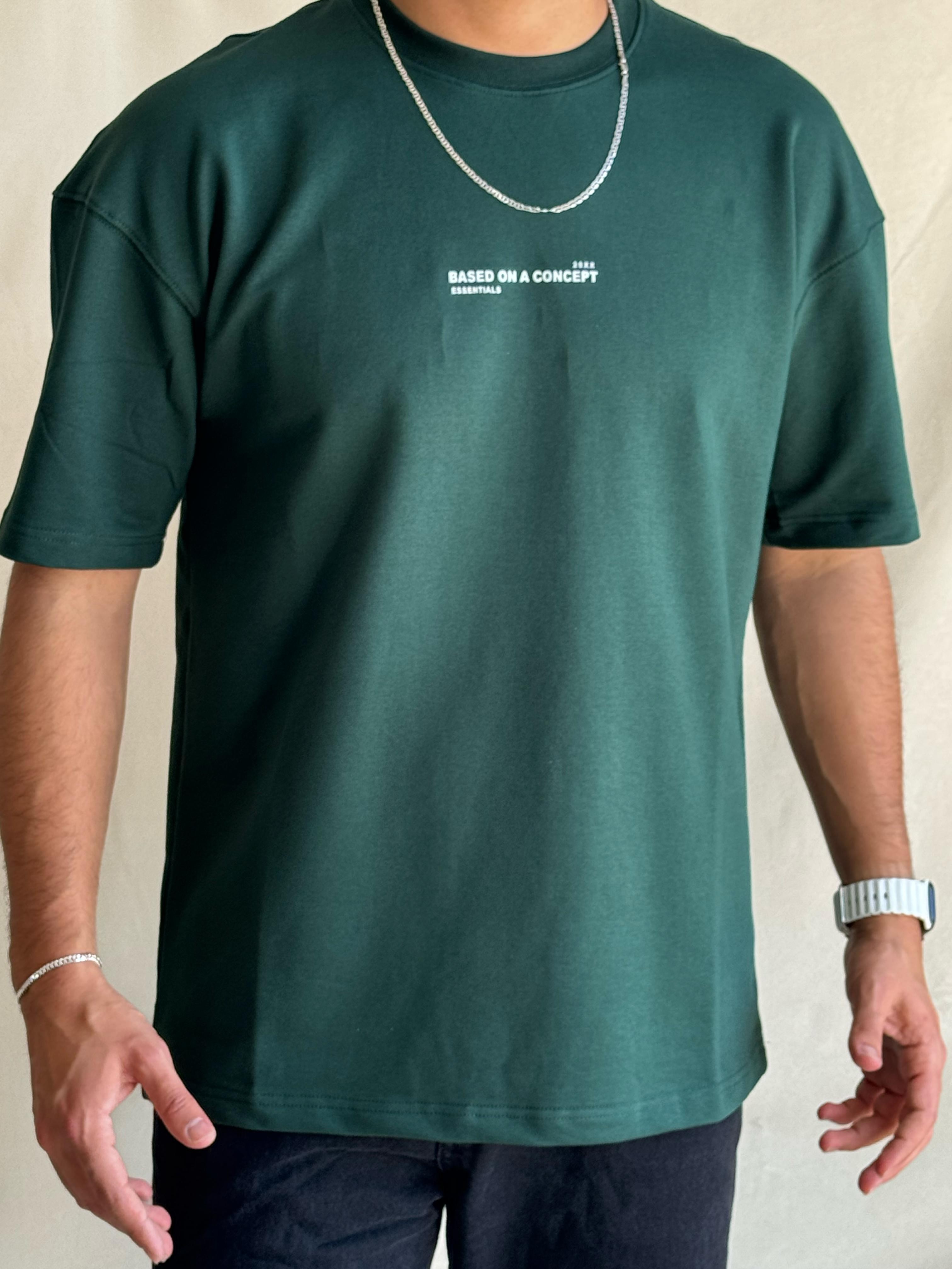 Bisiklet Yaka Yeşil T-Shirt