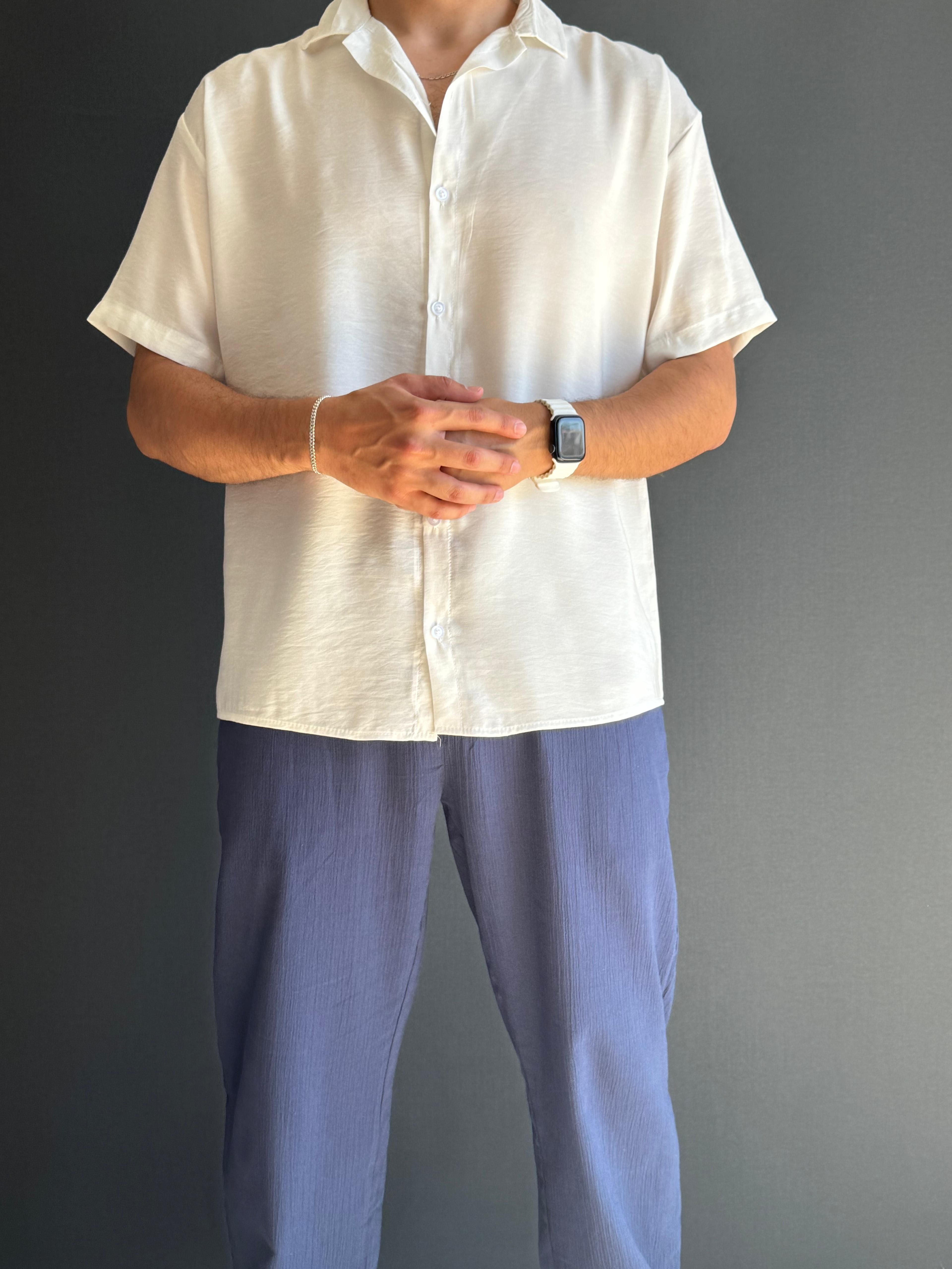 Premium Gofre Kumaş Baggy Kalıp Pantolon Lacivert