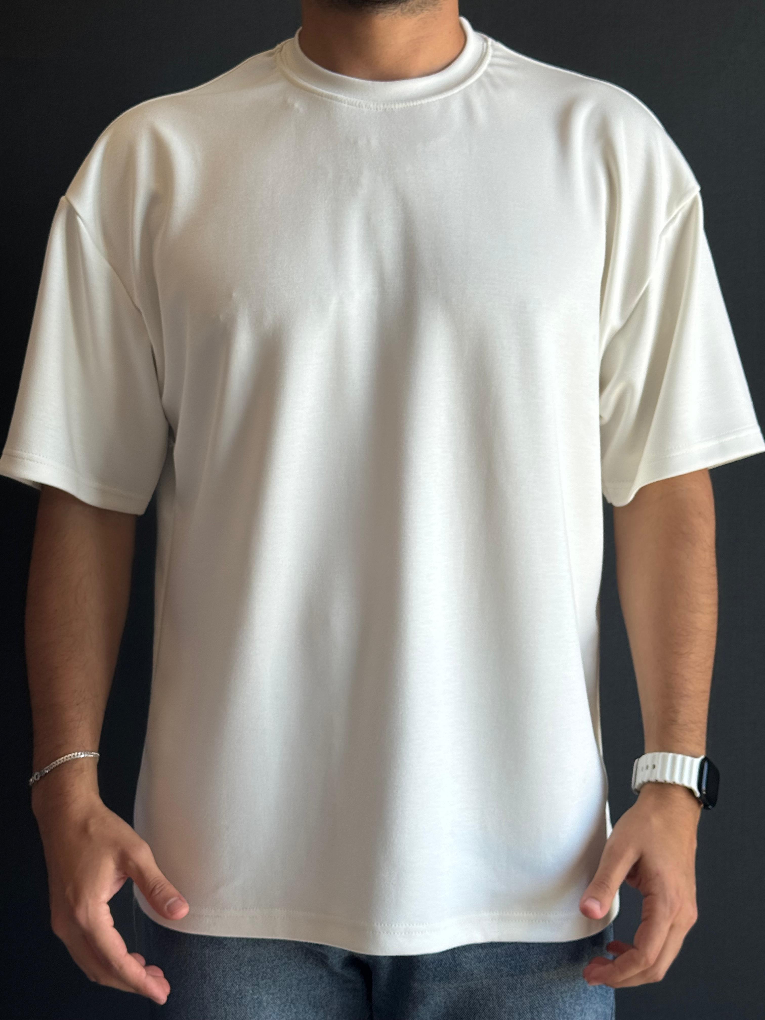 Bisiklet Yaka Oysho Kumaş T-Shirt Beyaz