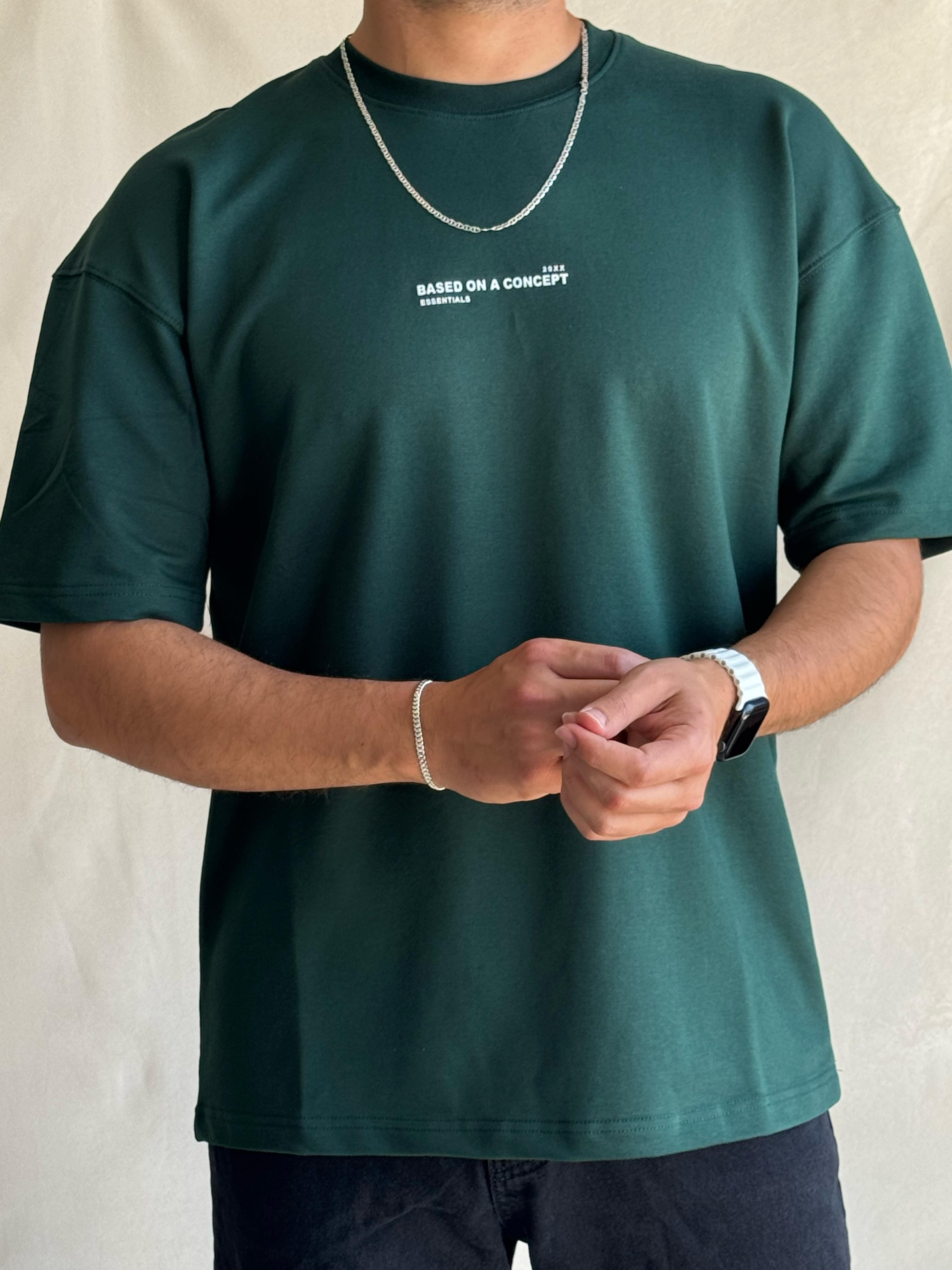Bisiklet Yaka Yeşil T-Shirt