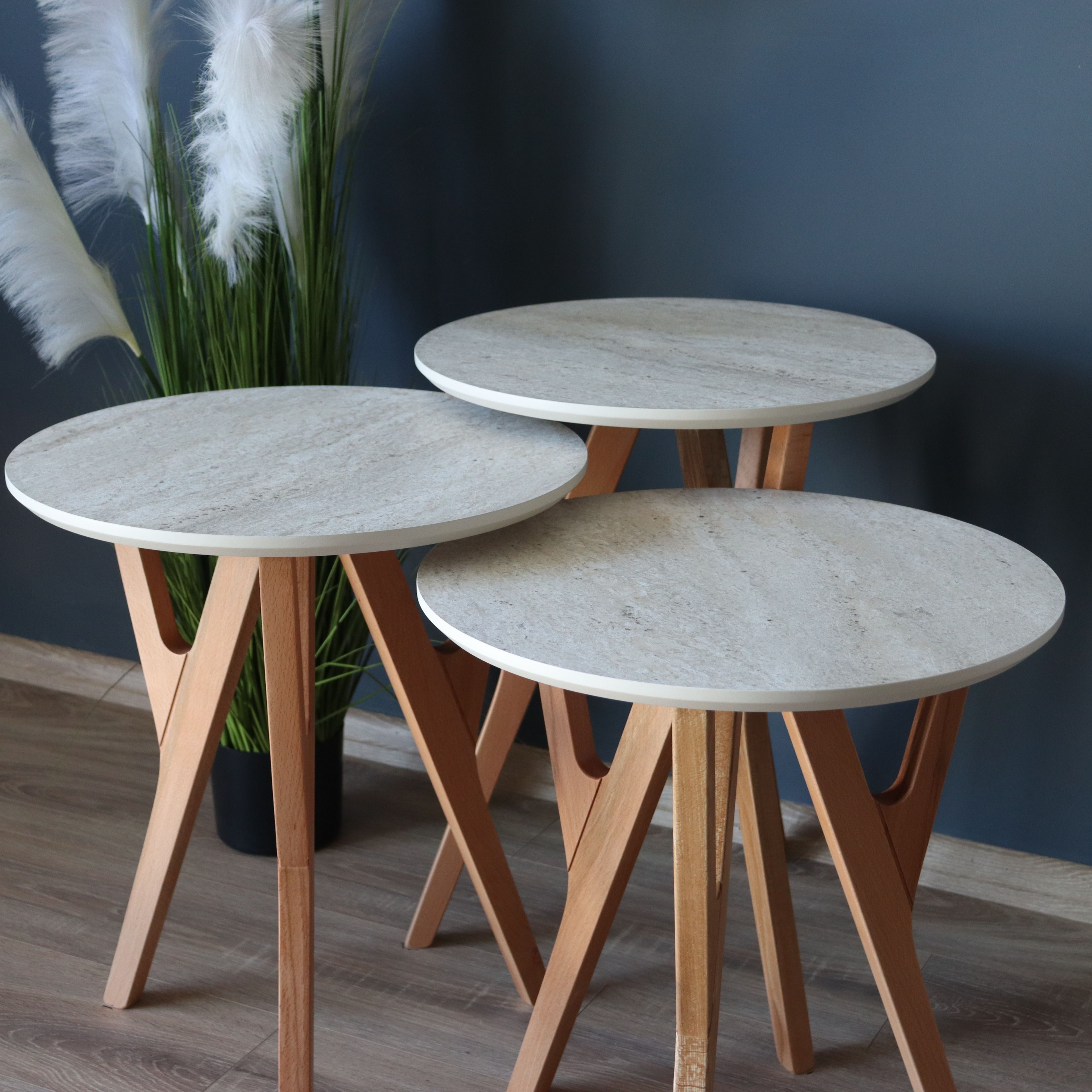 Yedra Walnut Travertine Nesting Table