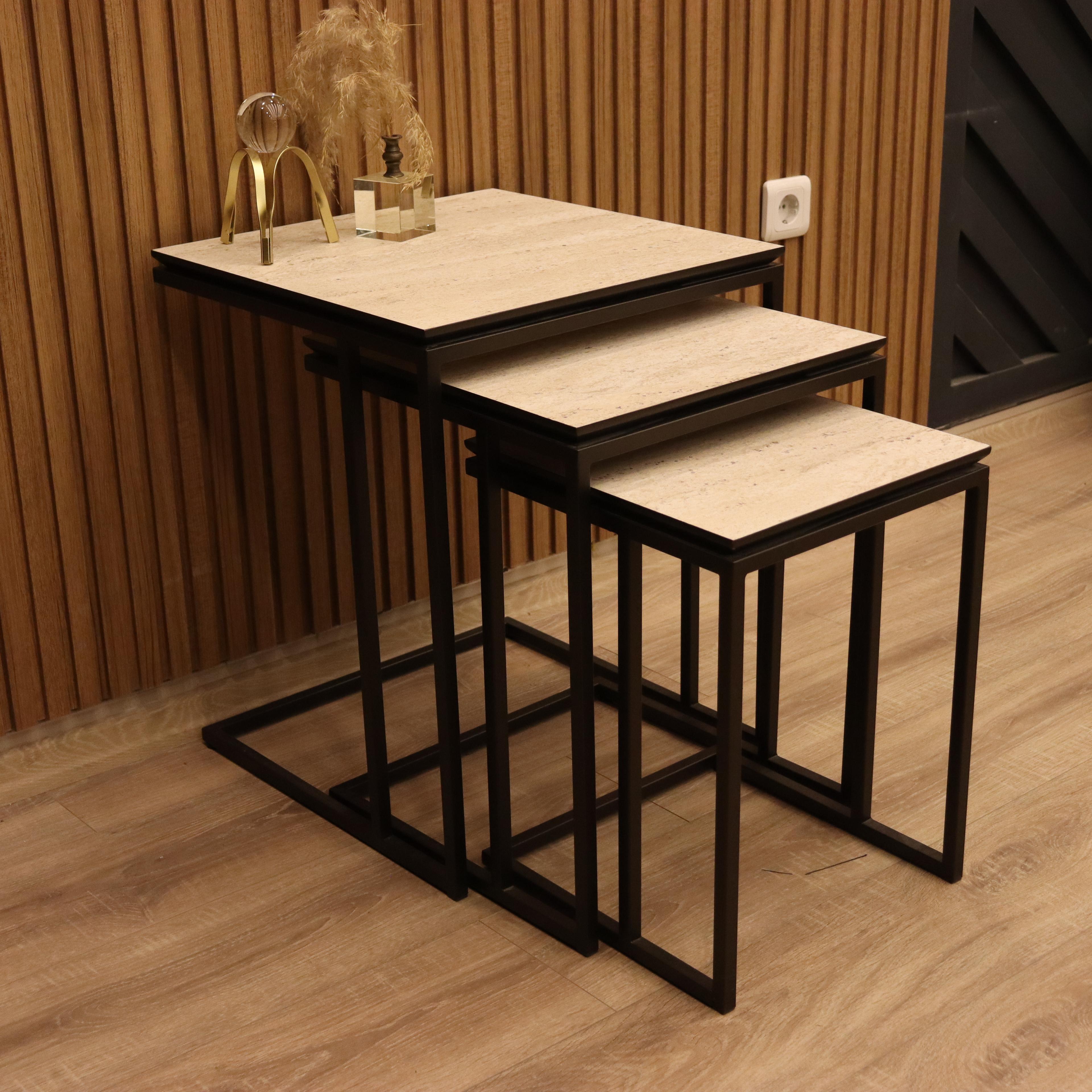 Neo Travertine Nesting Table