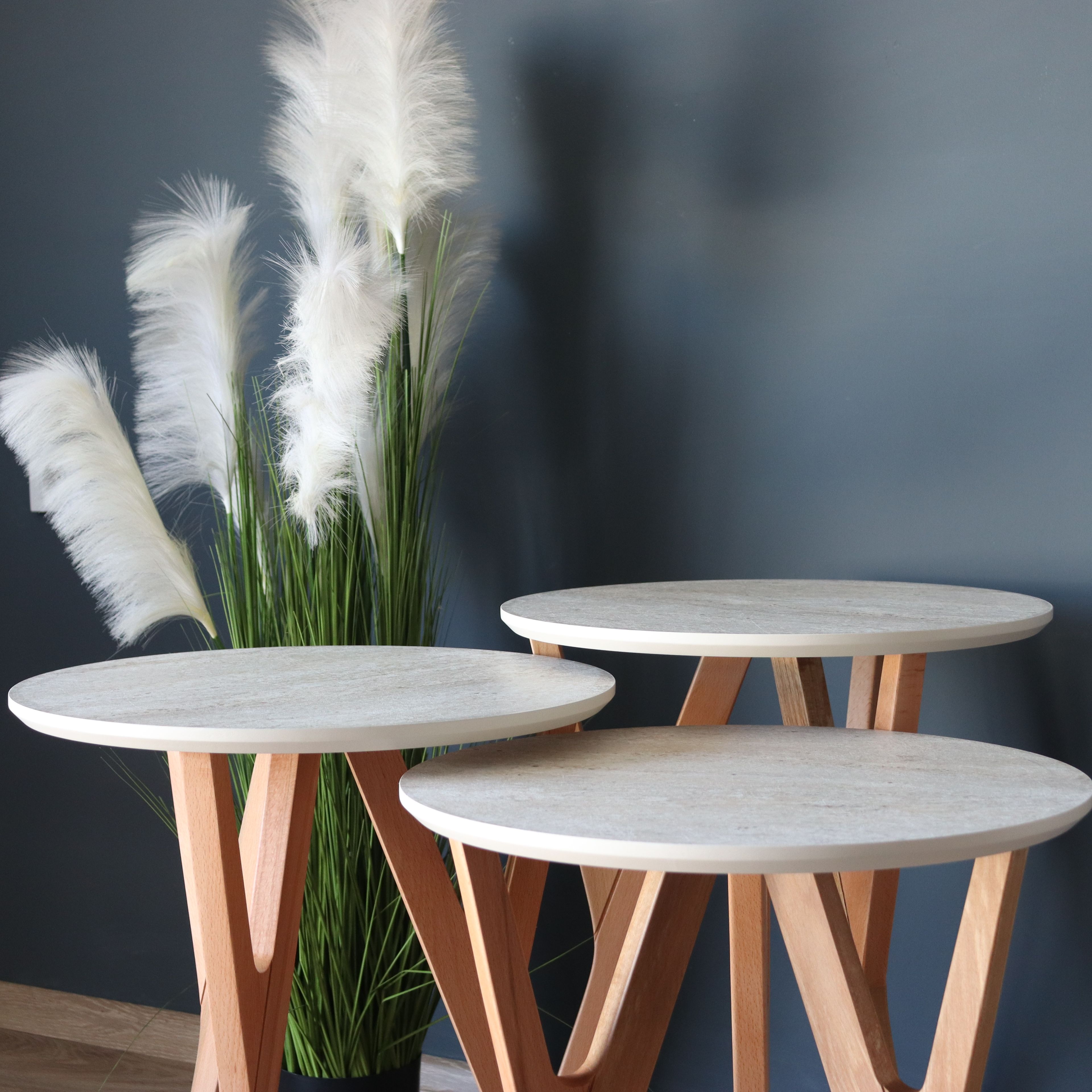 Yedra Walnut Travertine Nesting Table