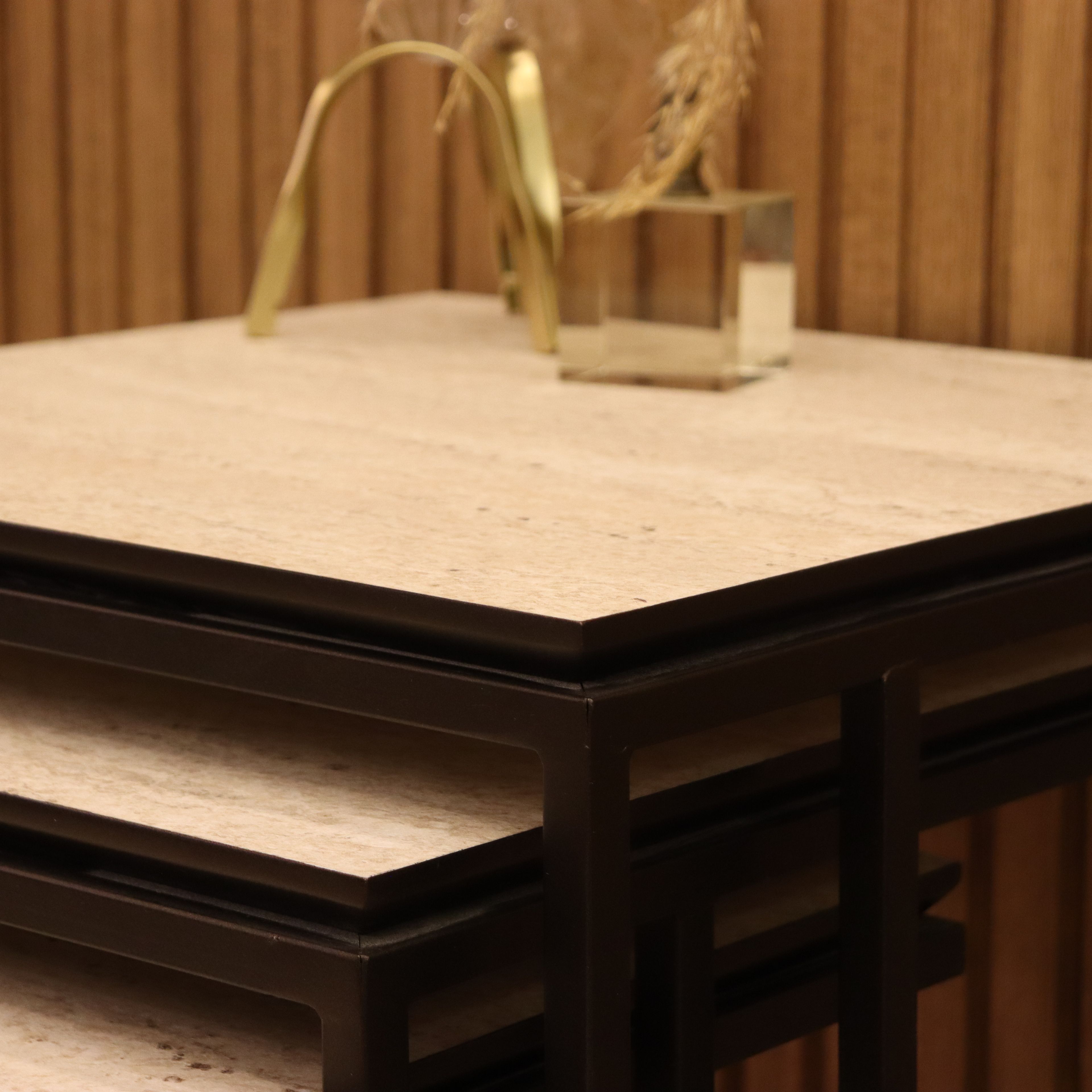 Neo Travertine Nesting Table