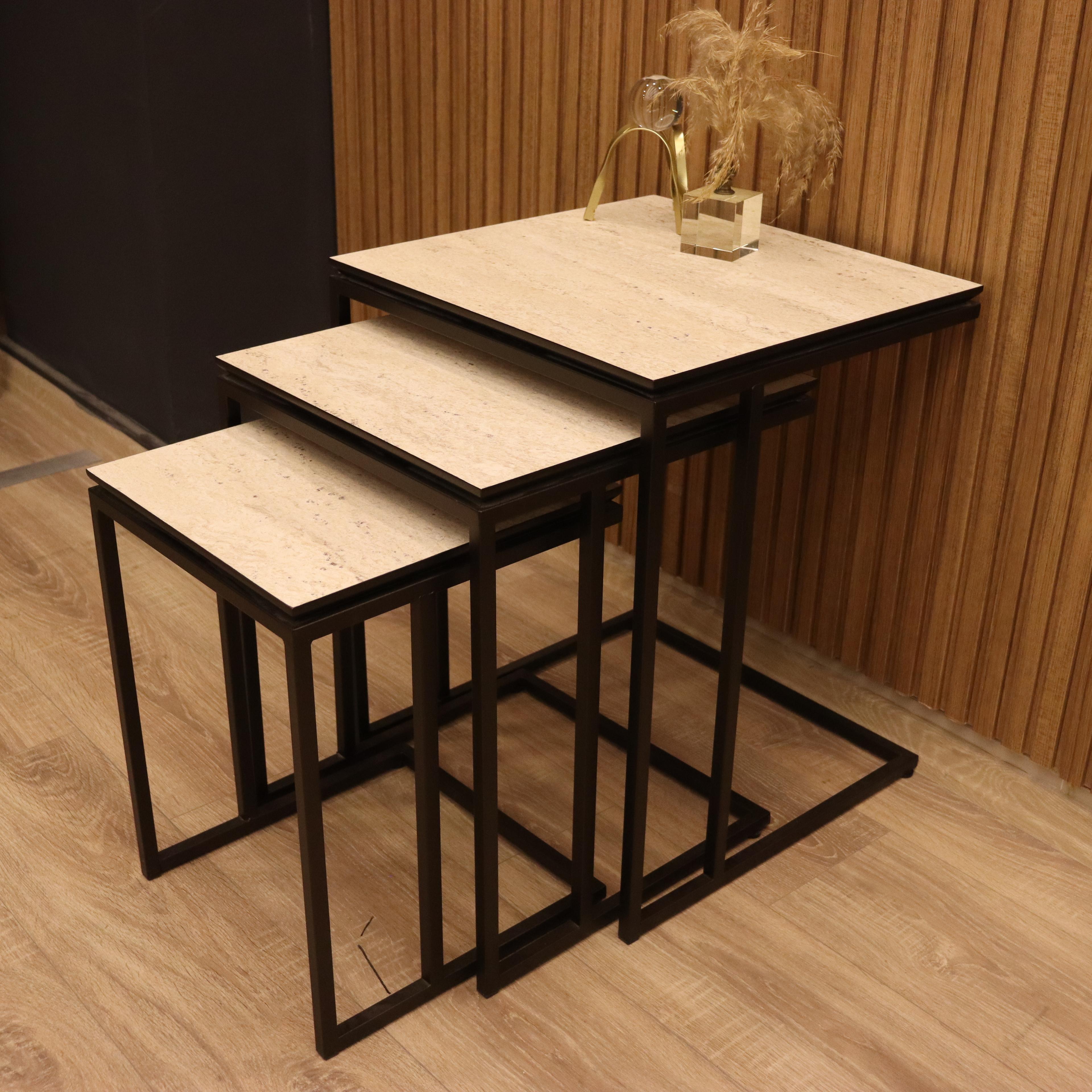 Neo Travertine Nesting Table