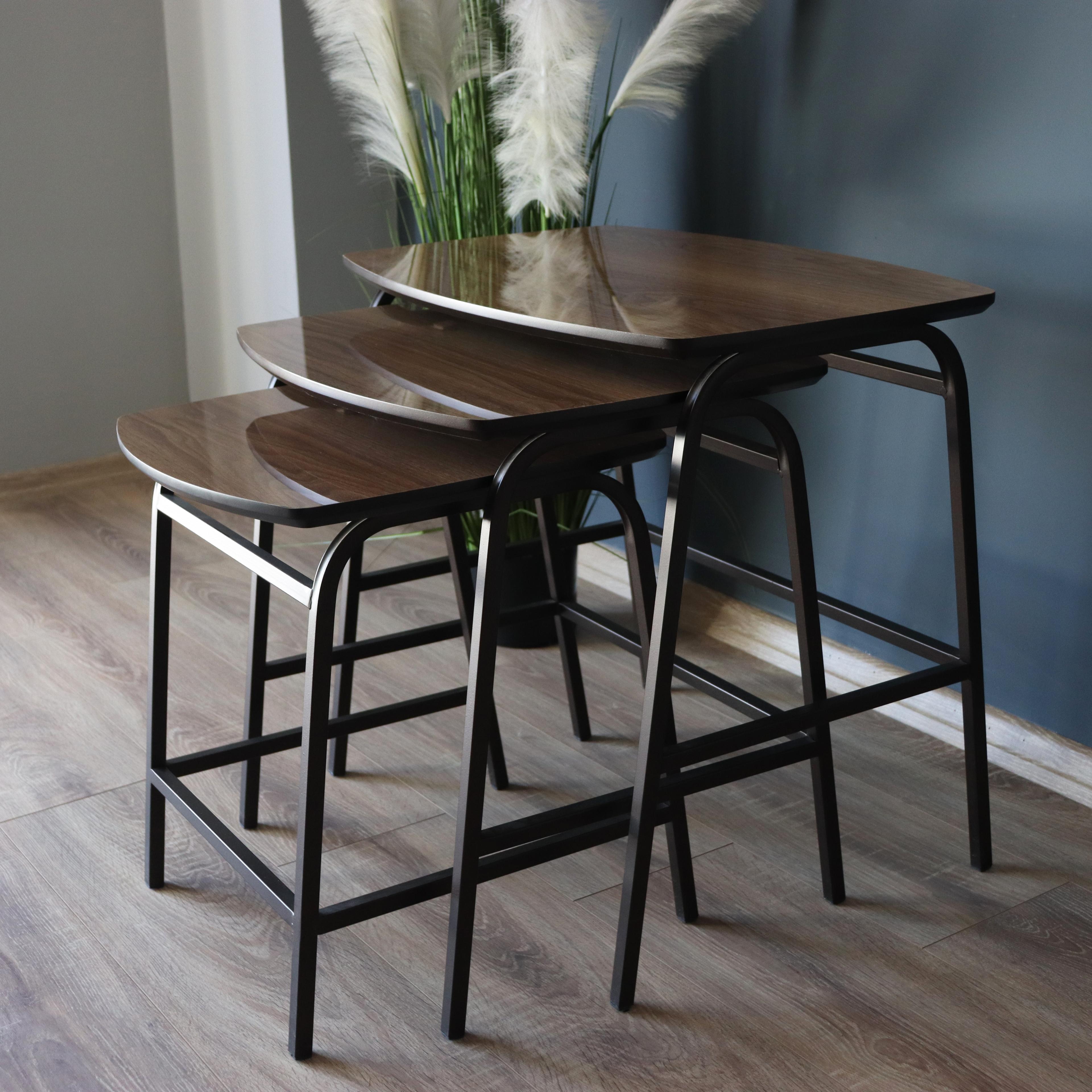 Nox Shiny Walnut Nesting Table