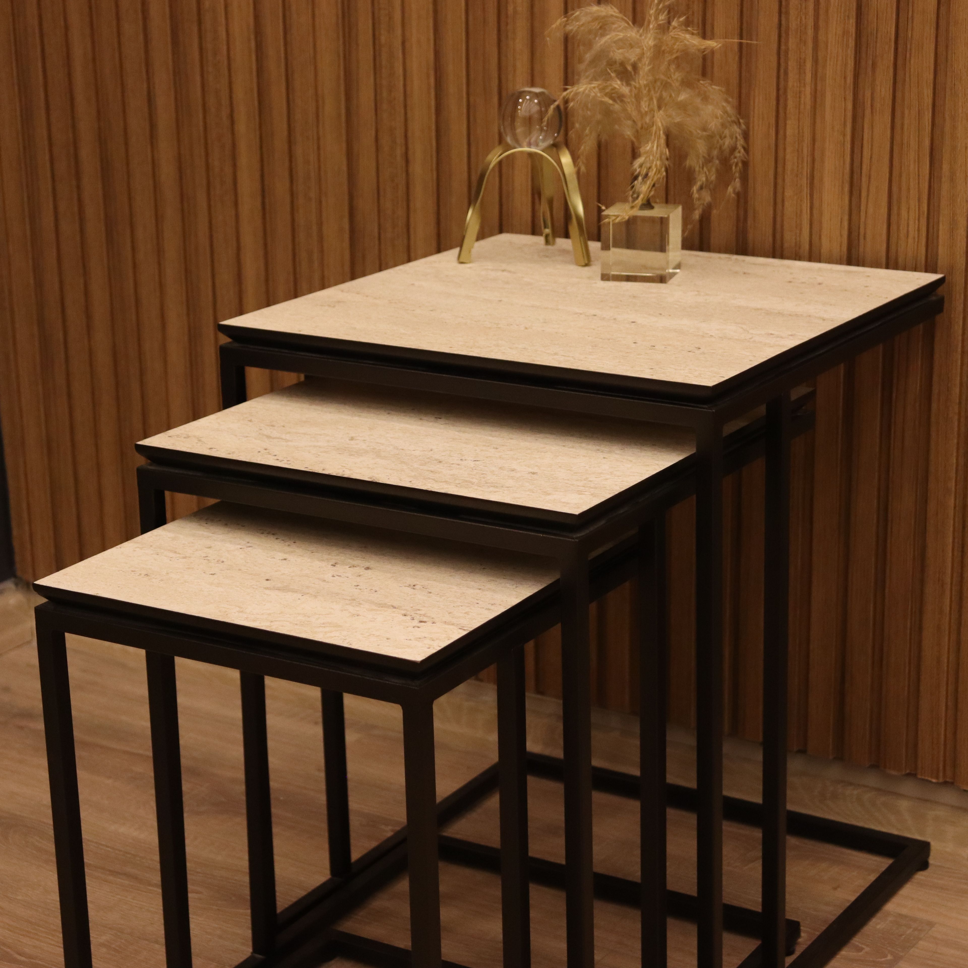 Neo Travertine Nesting Table