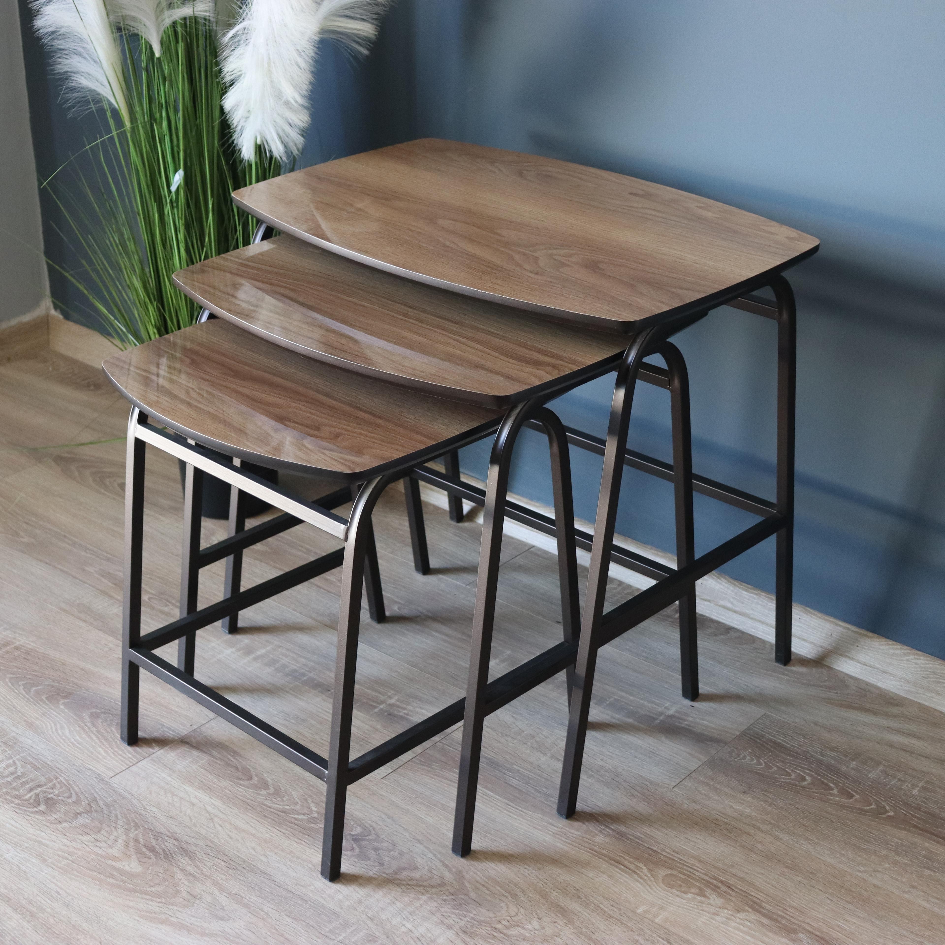 Nox Shiny Walnut Nesting Table