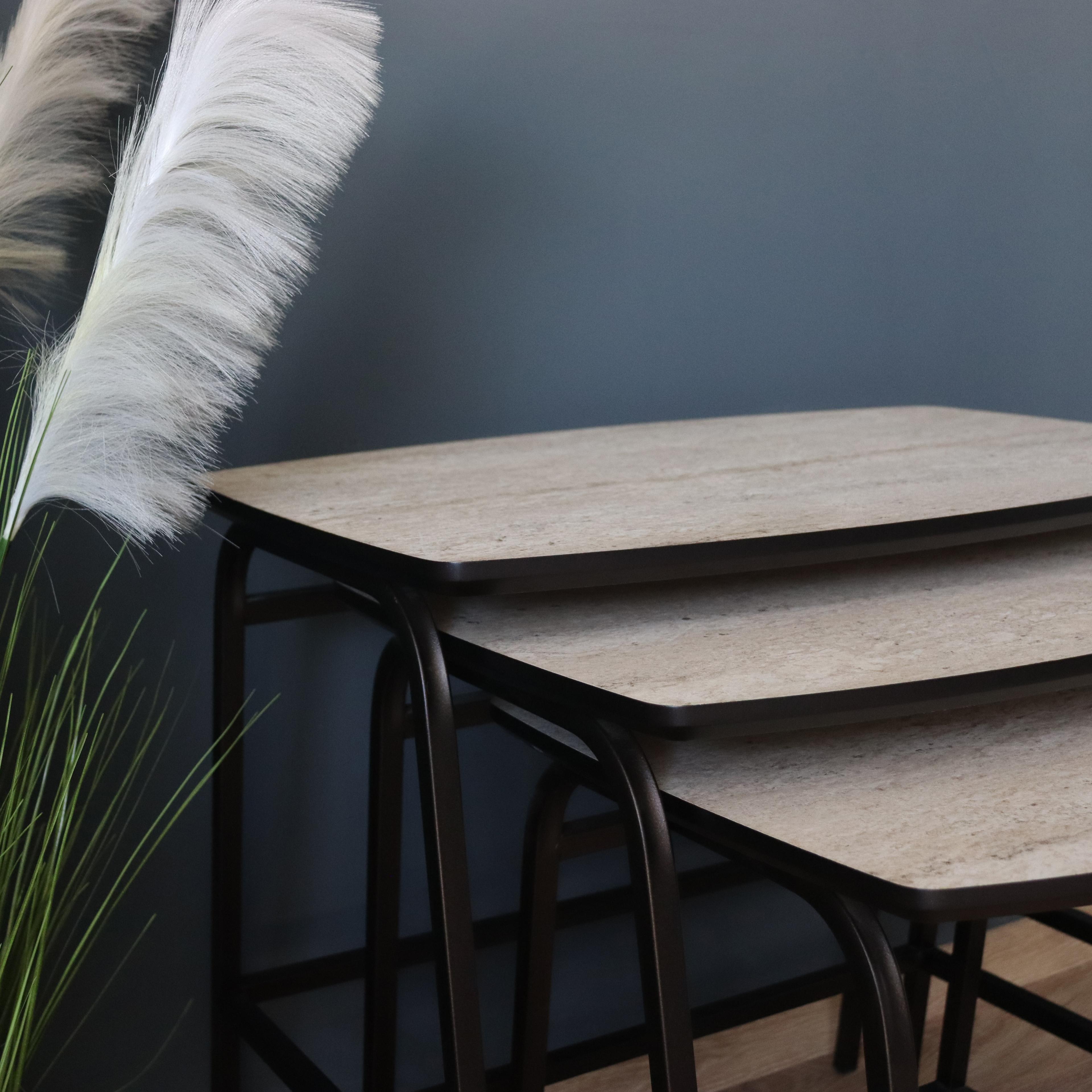 Nox Travertine Nesting Table