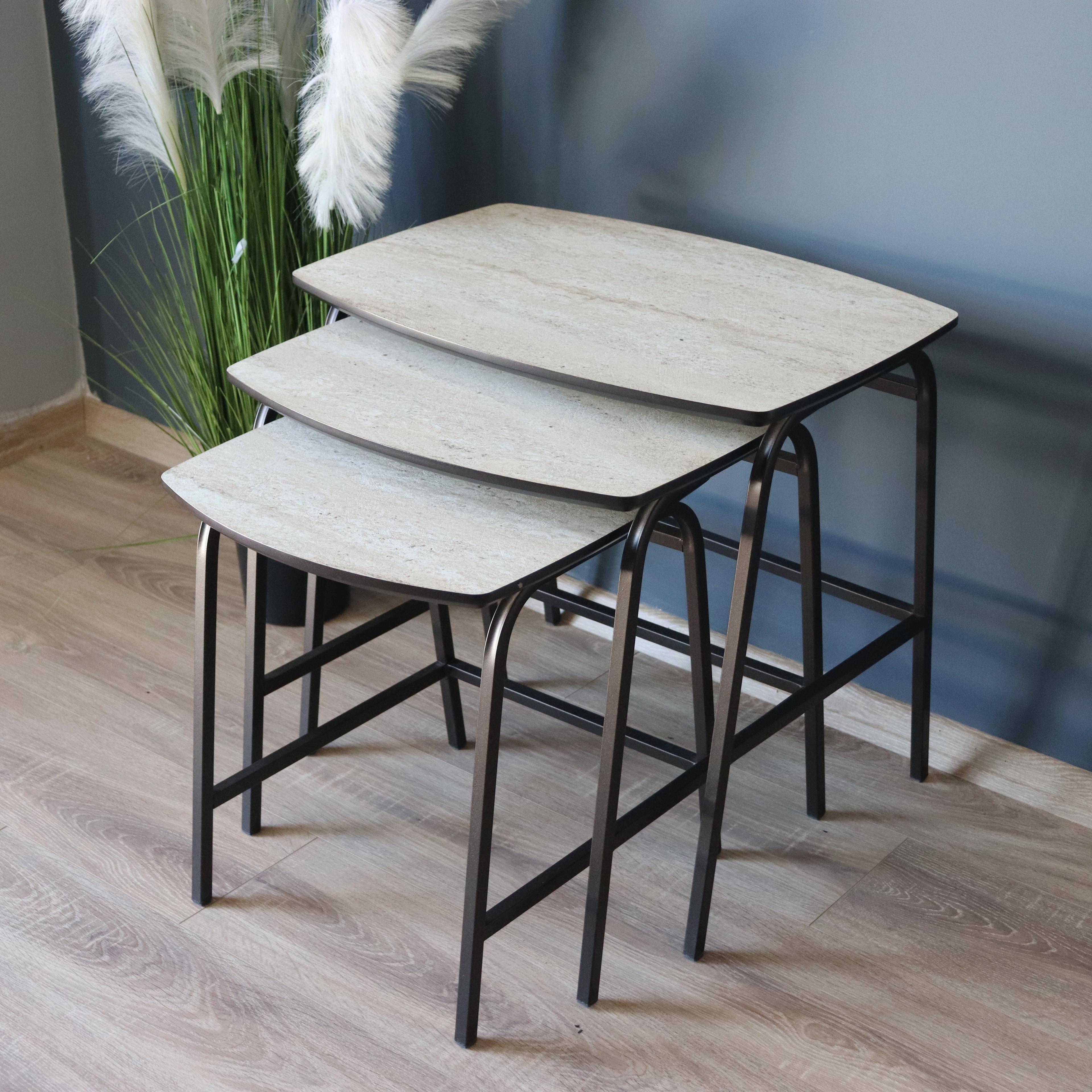 Nox Travertine Nesting Table