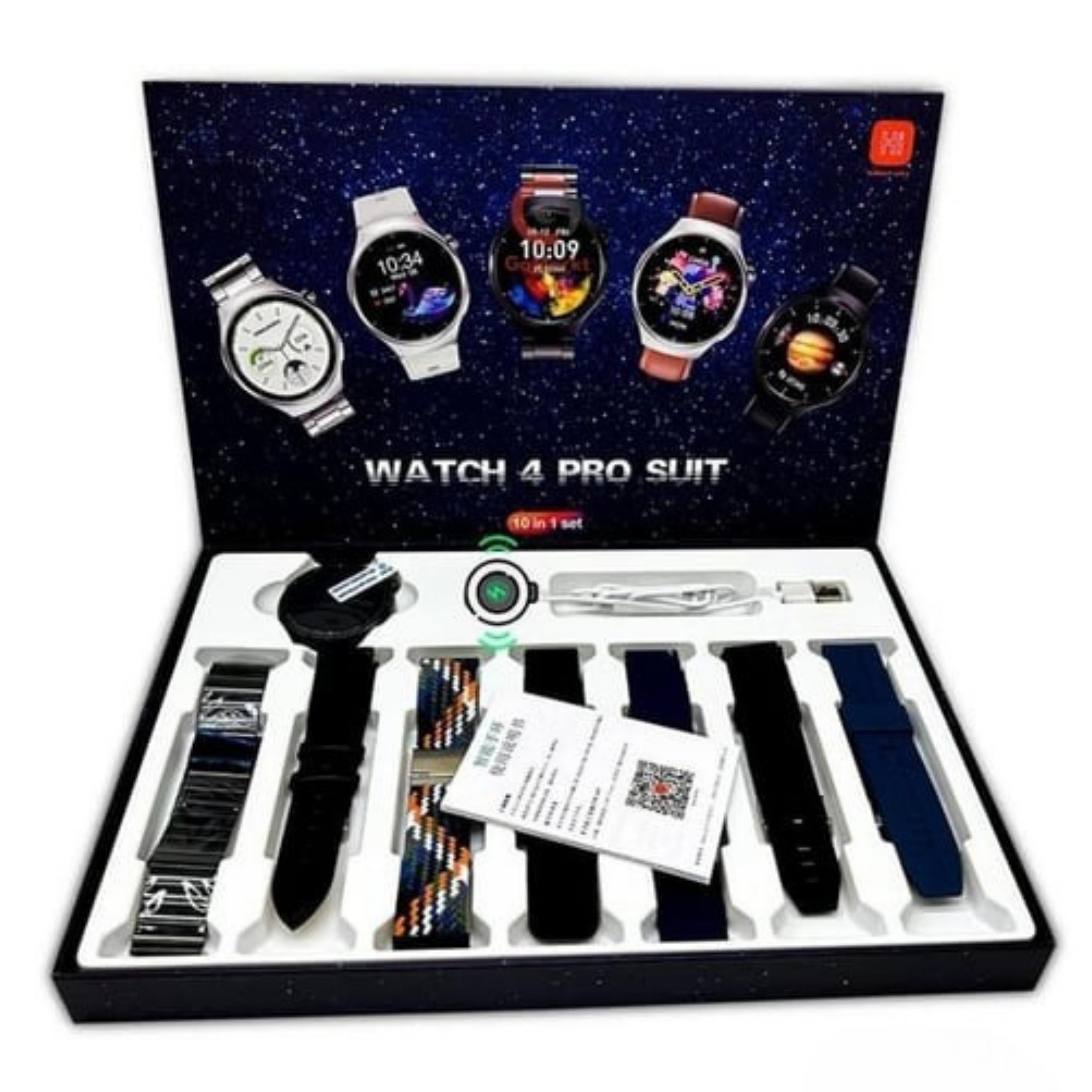 Siyah Watch 4 Pro Suit 7 Kordonlu Akıllı Saat