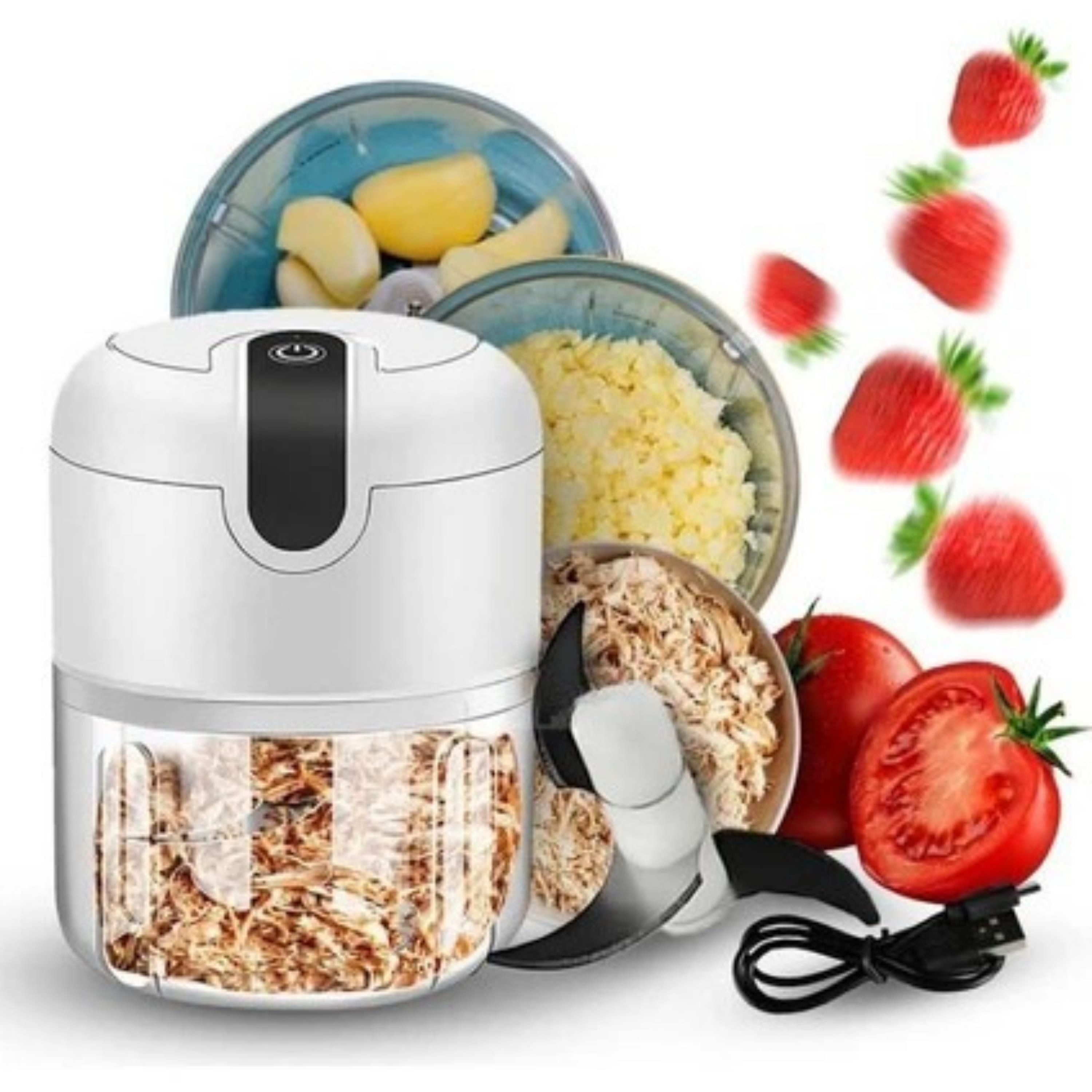 Pratik Mini El Rondosu Kablosuz Şarjlı Mini Blender Çelik 3 Bıçaklı Mutfak Robotu