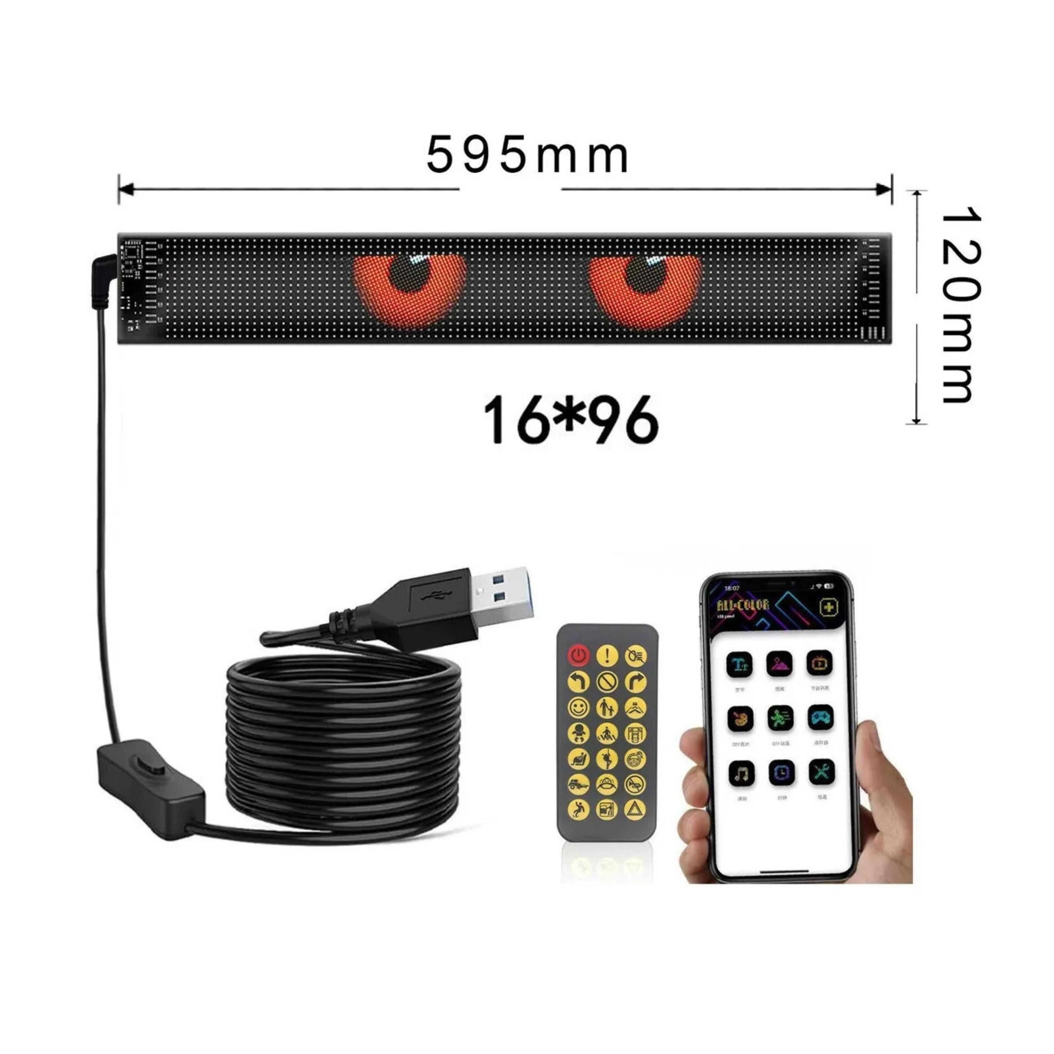 Led Araç İçi Matrix Yazı Paneli 16*96 (12×60 cm)