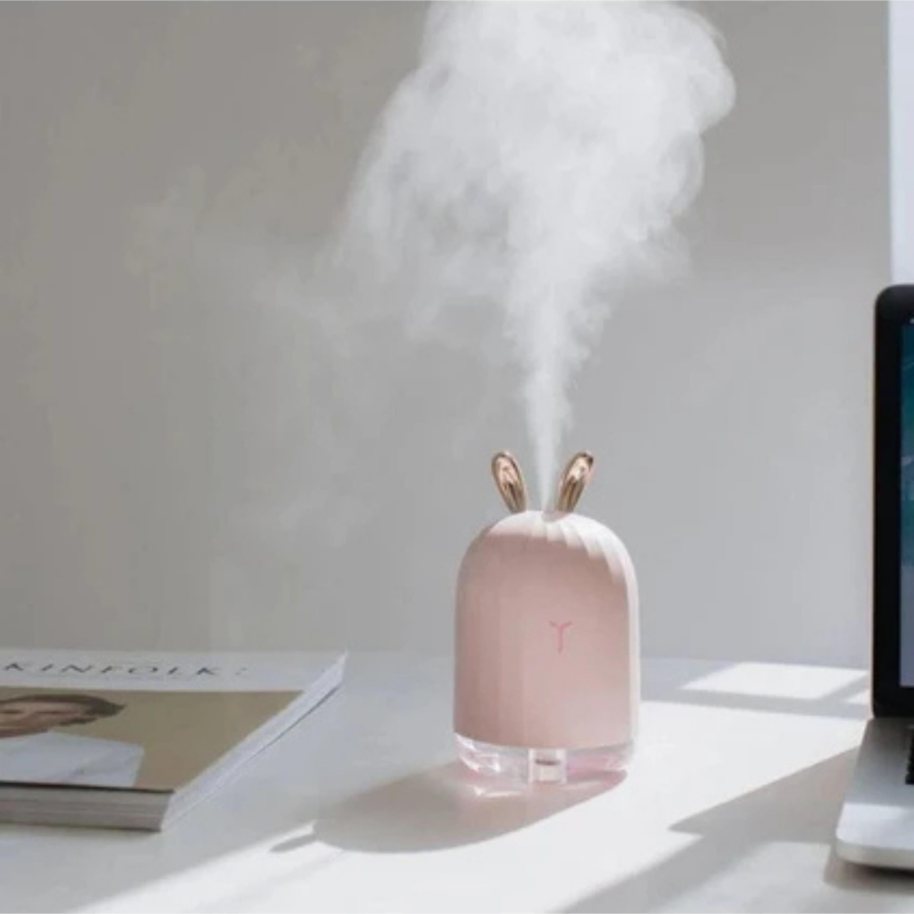 Pembe TSV Tavşan Tasarımlı Lovely Humidifier Aroma Buhar Makinesi 7 Led Işıklı Hava Nemlendirici