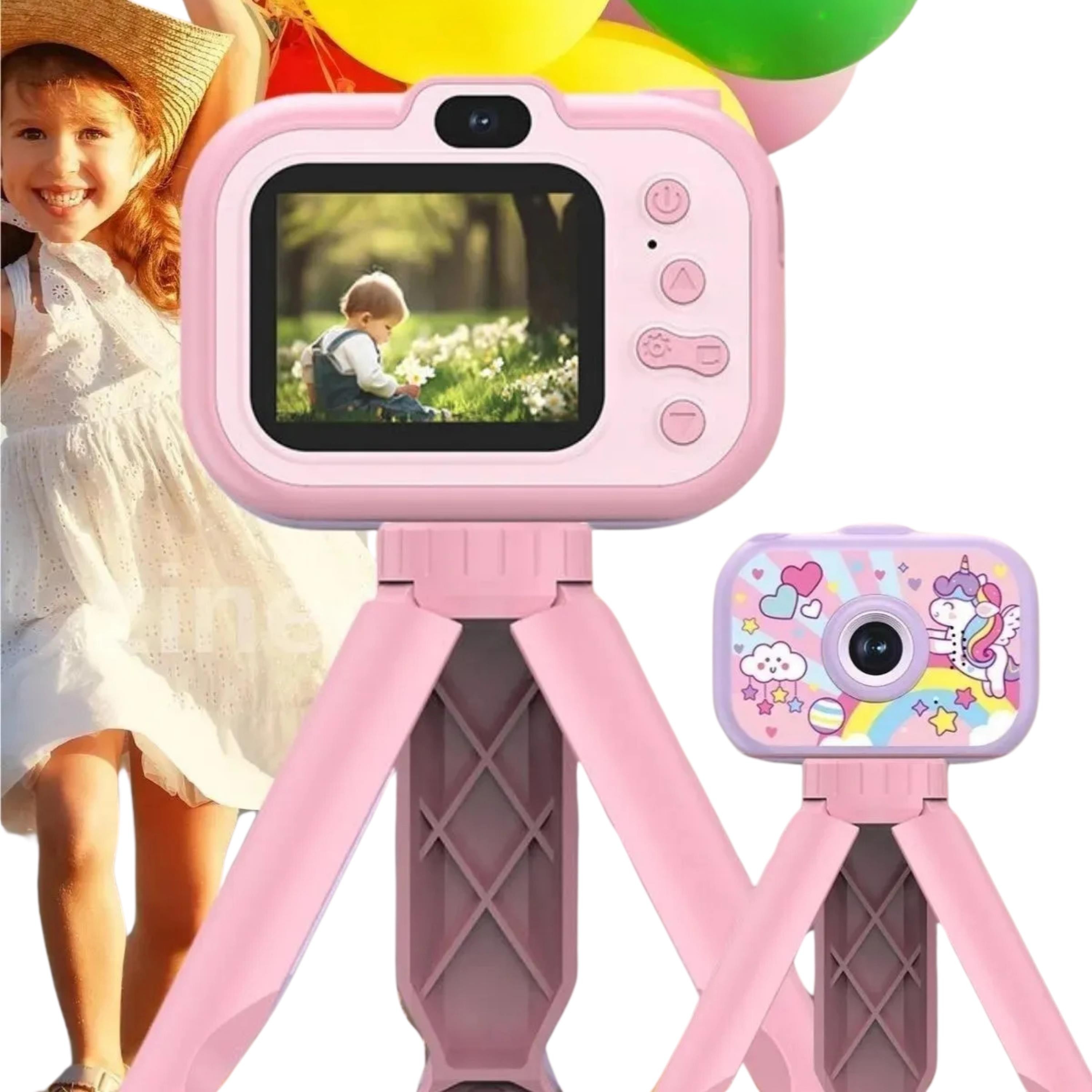 Pembe Çocuk Dijital Fotoğraf Makinesi Ayaklı Mini Çocuk Kamerası
