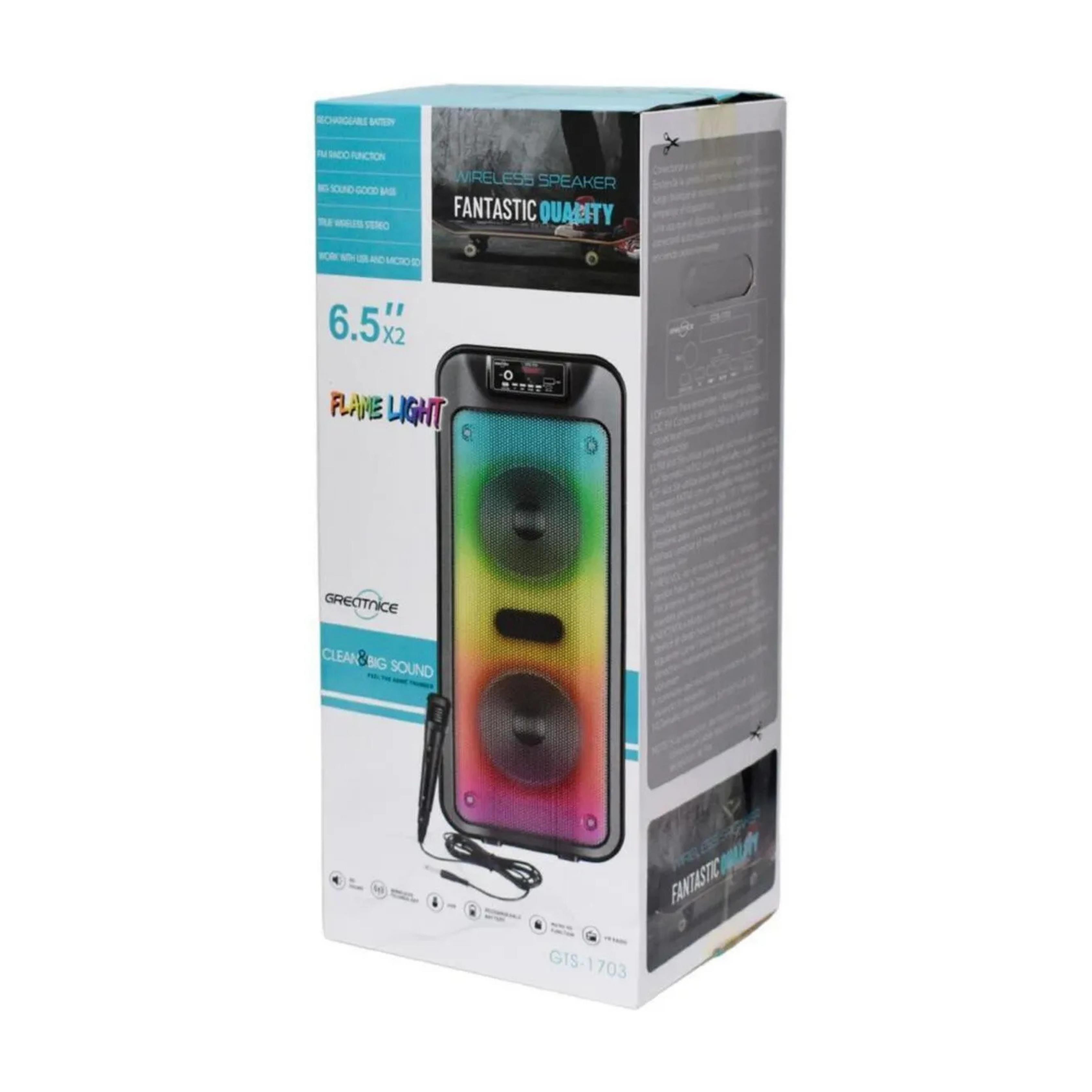 GTS 1703 Mikrofonlu Kareoke Taşınabilir Bluetooth Hoparlör