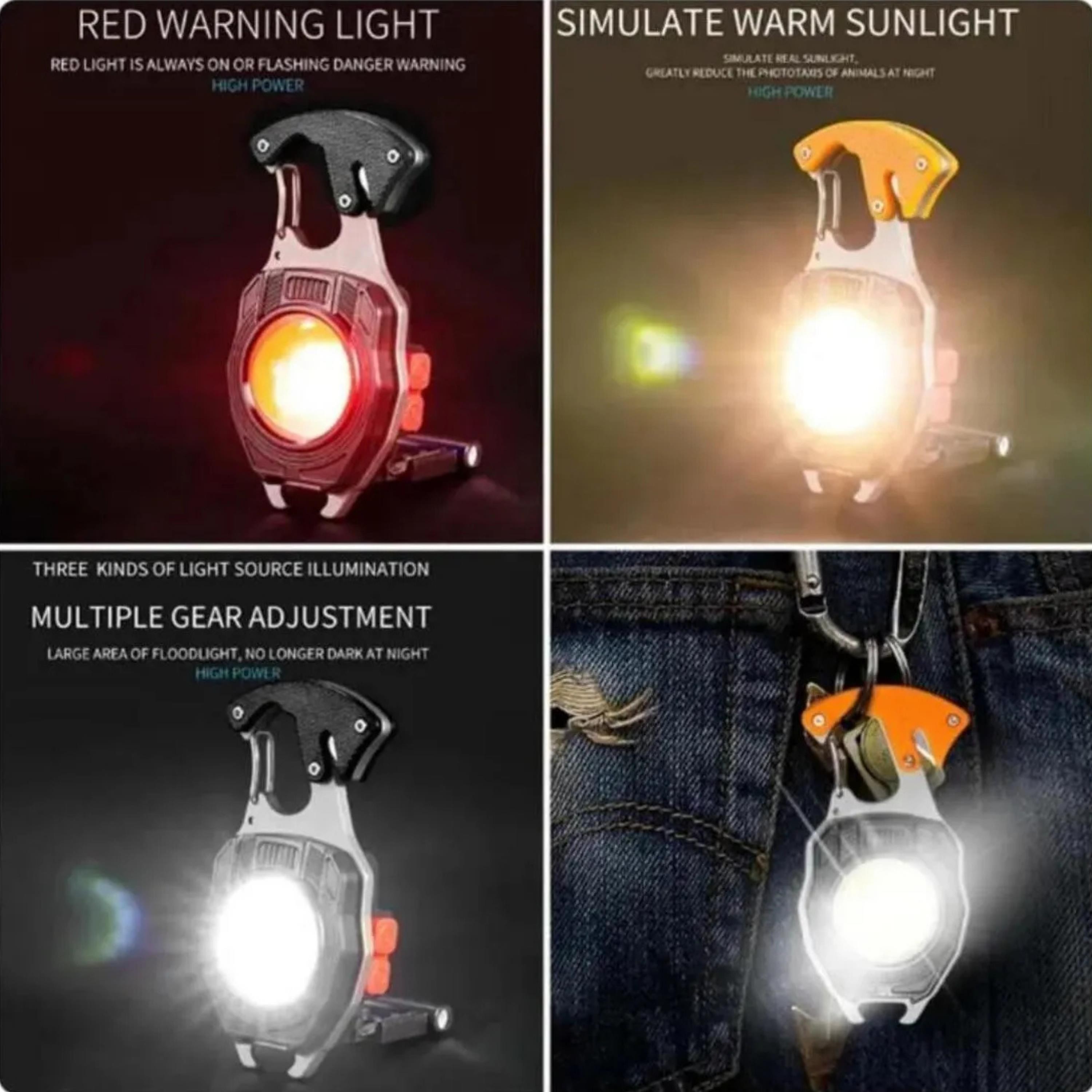 Çok Fonksiyonlu Mini Led Lamba Anahtarlık ve Çakmak USB Şarjlı 7 Modlu Taşınabilir Kamp Anahtarlık