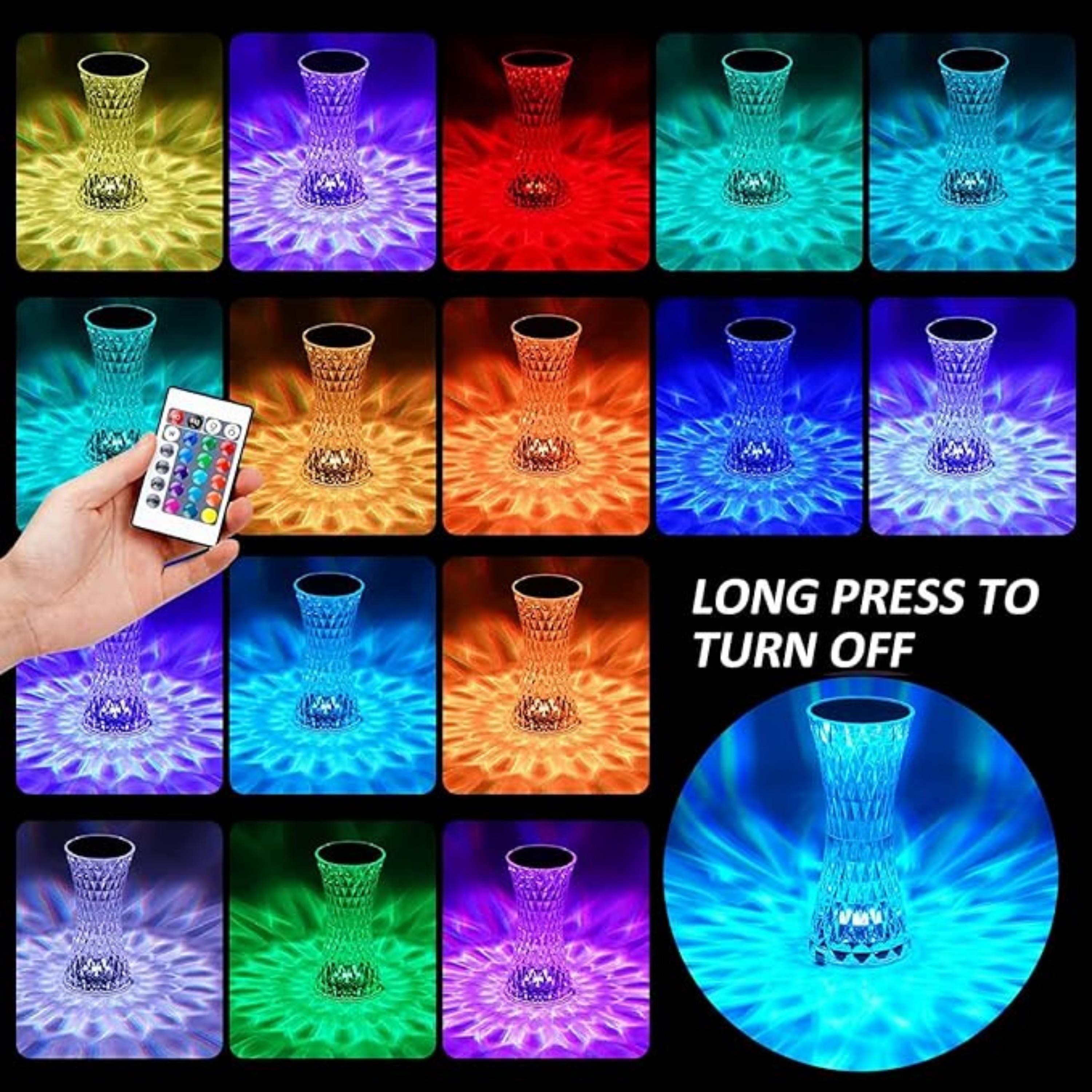 Kristal Dekoratif Masa Lambası Rgb Renk Değiştiren Dokunmatik Kontrollü 16 Renkli 4 Modlu Gece Lambası