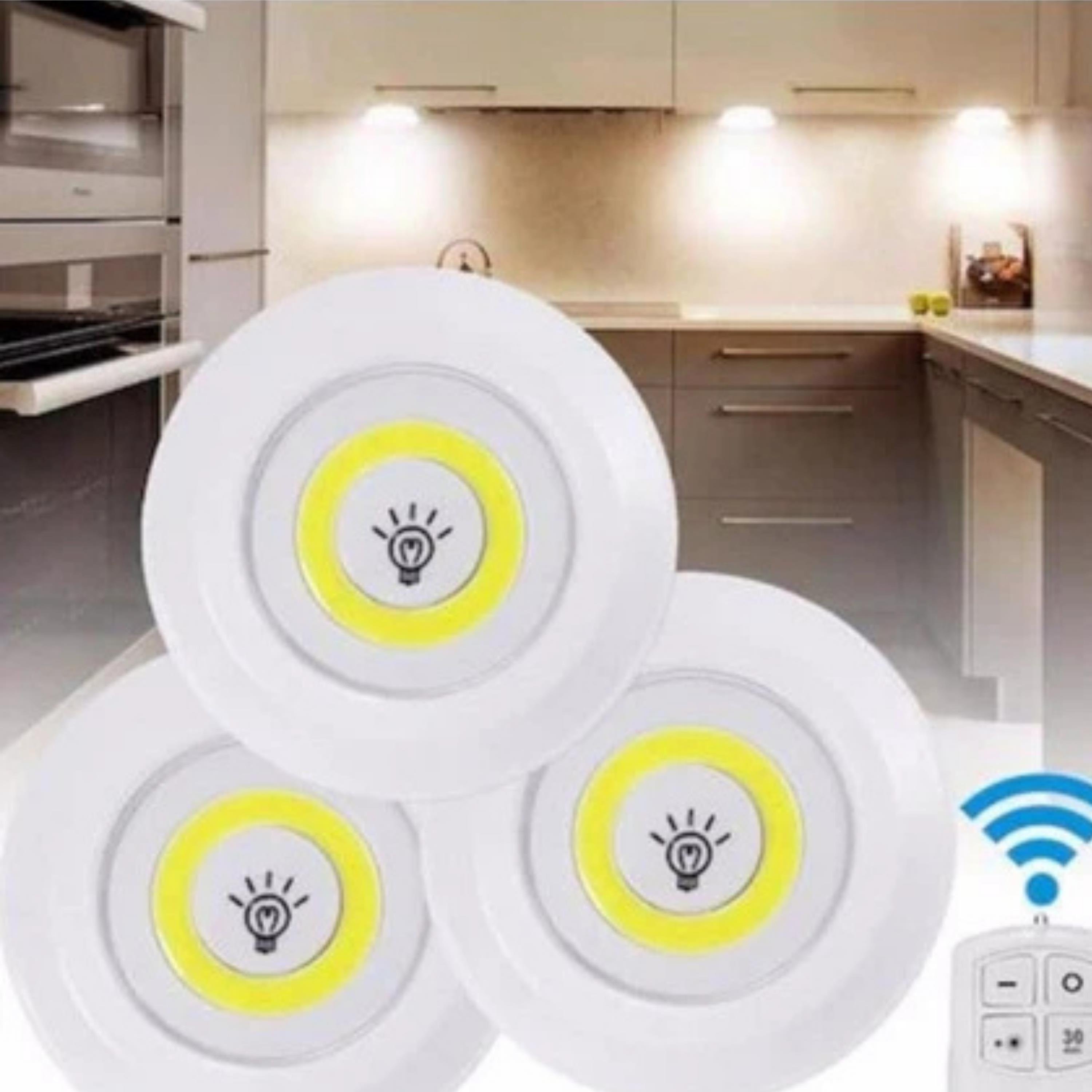 Yapışkanlı Uzaktan Kumandalı 3 Lü Led Spot Lamba Pilli
