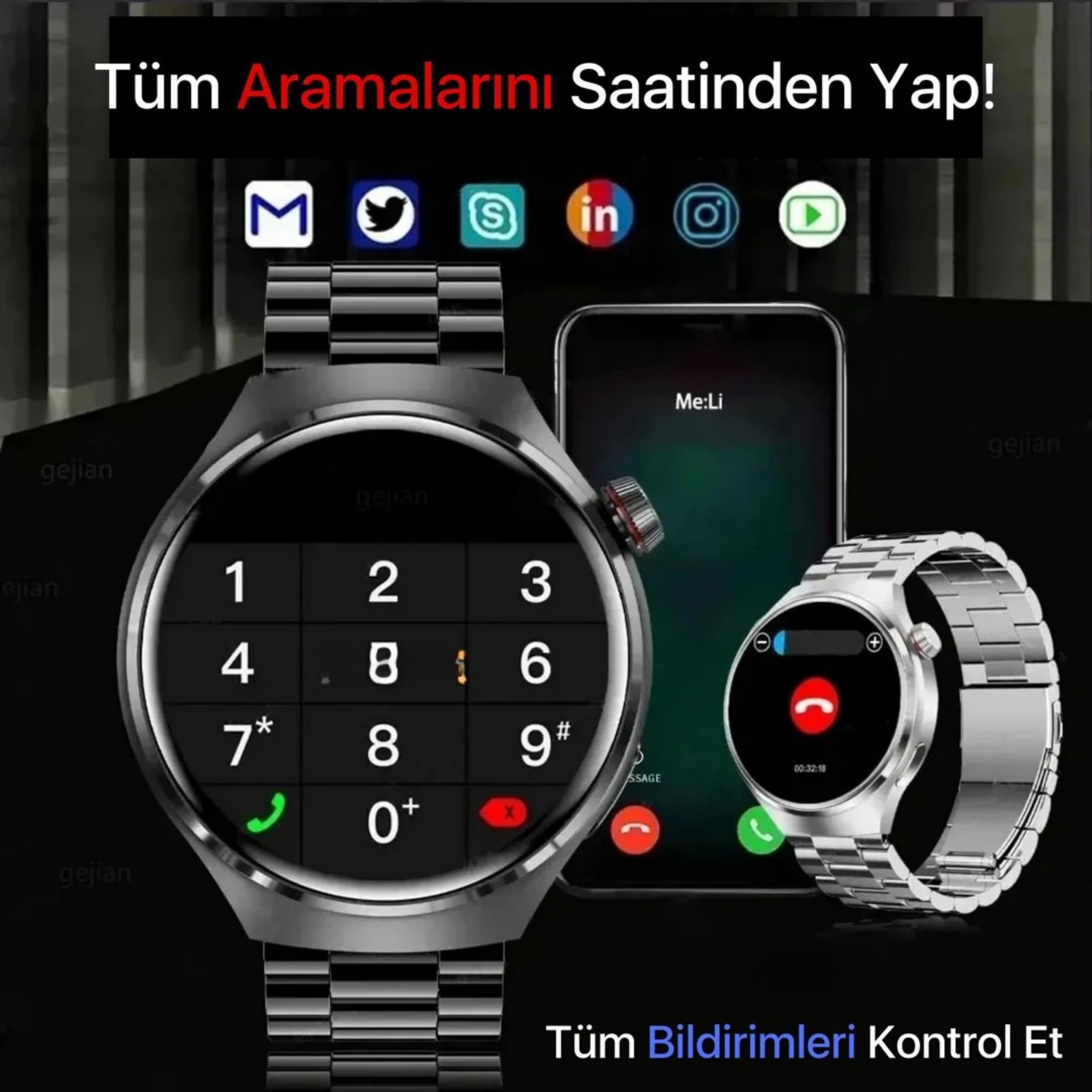 Siyah Watch 4 Pro Suit 7 Kordonlu Akıllı Saat