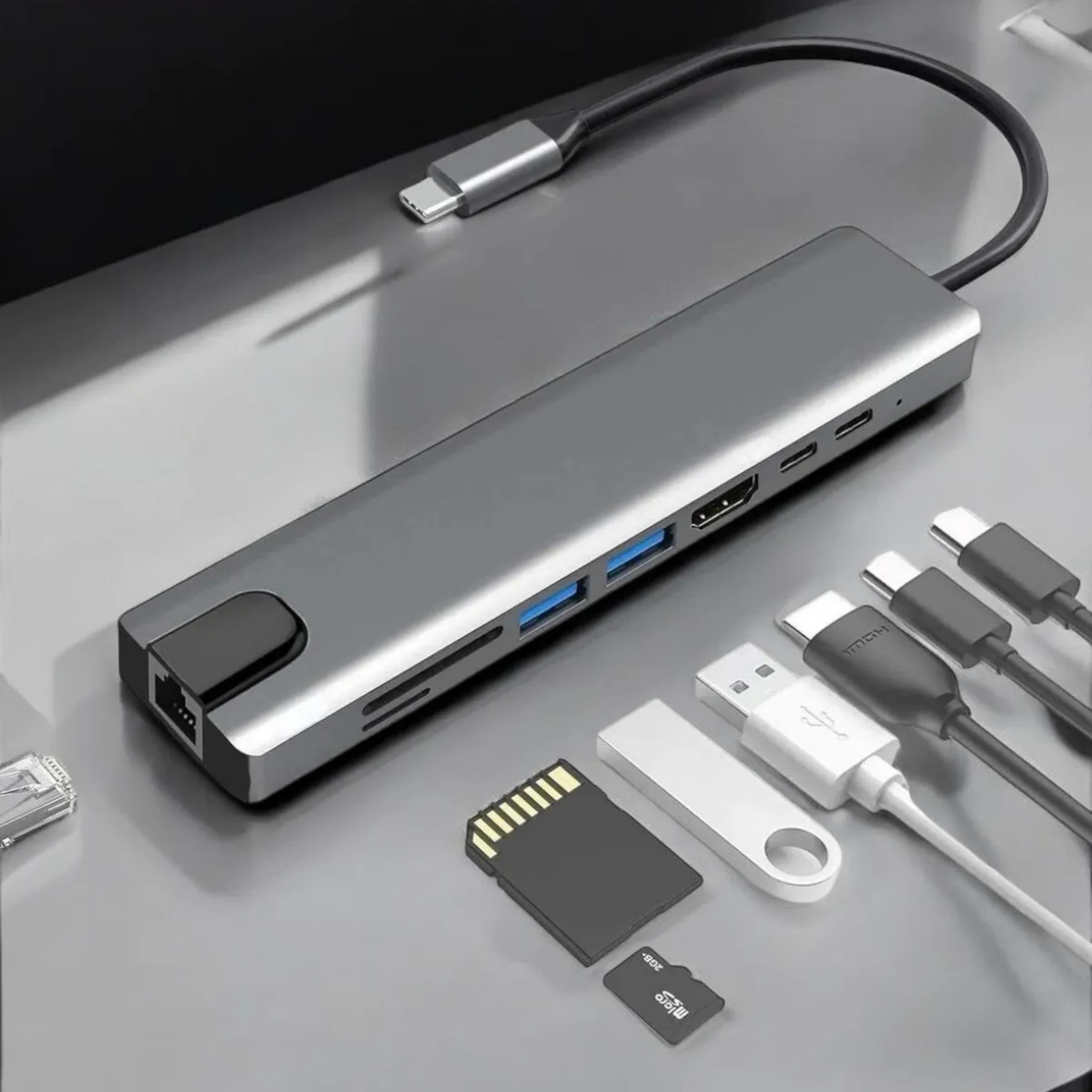 8 Portlu USB-C Hub Dönüştürücü Adaptör