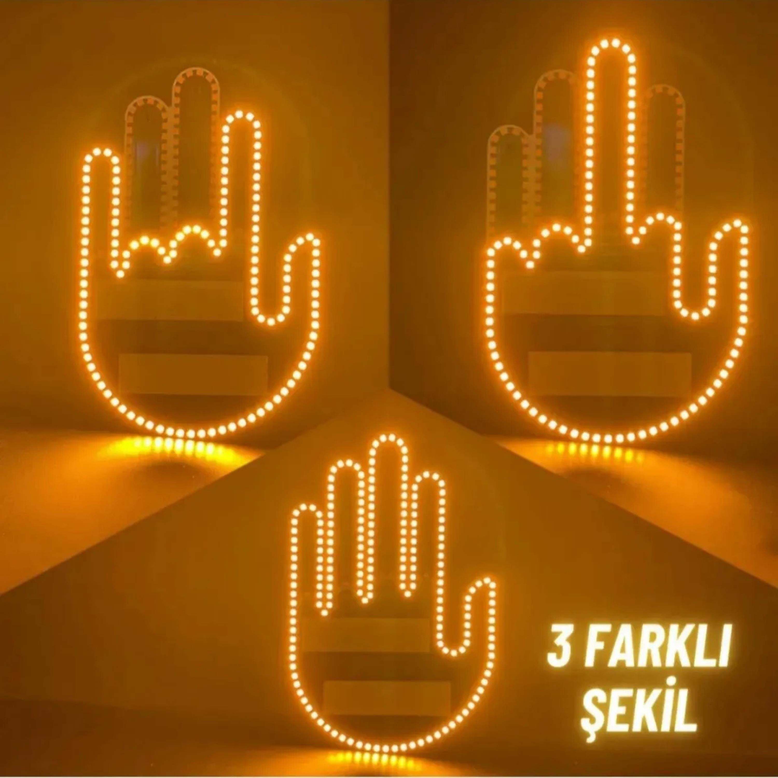 Uzaktan Kumandalı El Orta Parmak Led Araba İçi Led 3 Farklı Mod