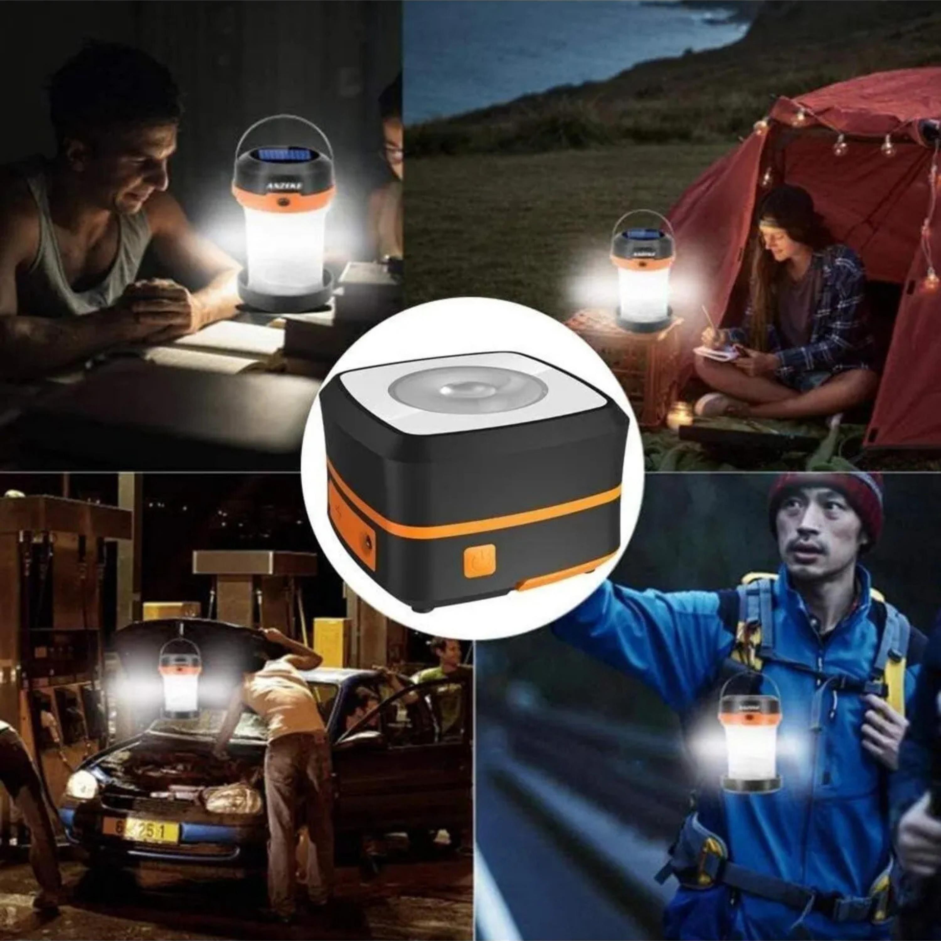 Turuncu HS-71 Katlanabilir Kamp Lambası USB Şarj Edilebilir Led Işıklı Fener