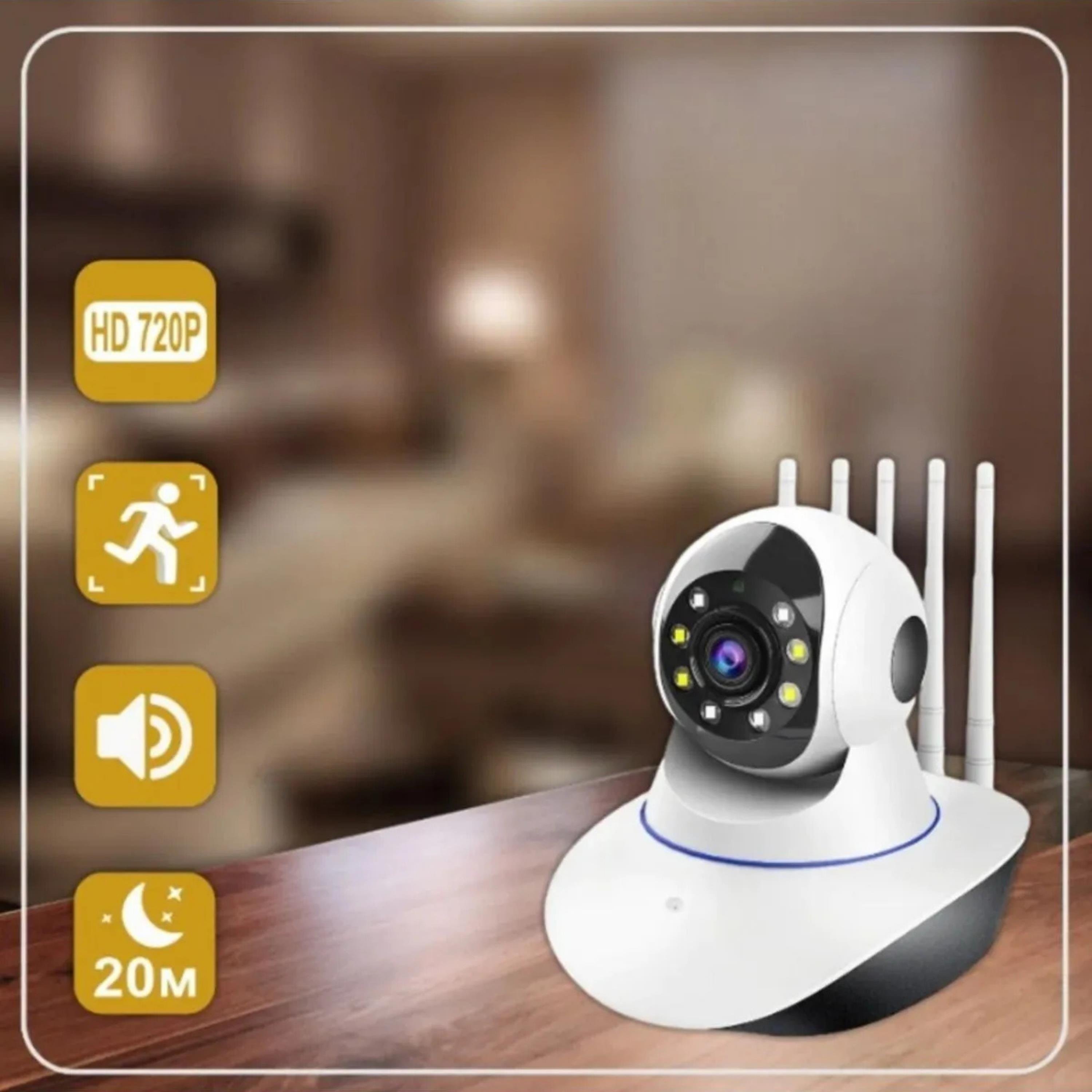 360º Hd Wifi Kablosuz 5 Antenli Ip Bebek ve Güvenlik Kamerası Gece Görüşlü